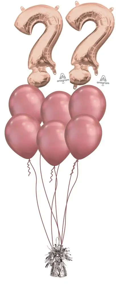 Ramo De Globos 2 numeros Oro rosa