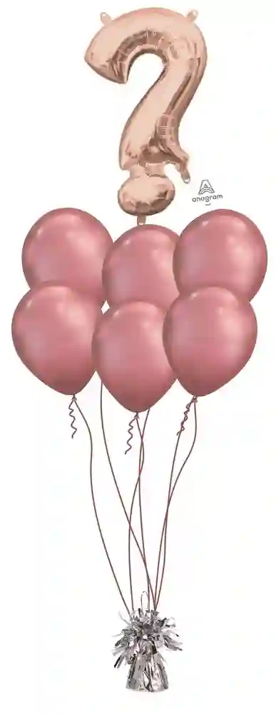 Ramo De Globos 1 numero Oro rosa
