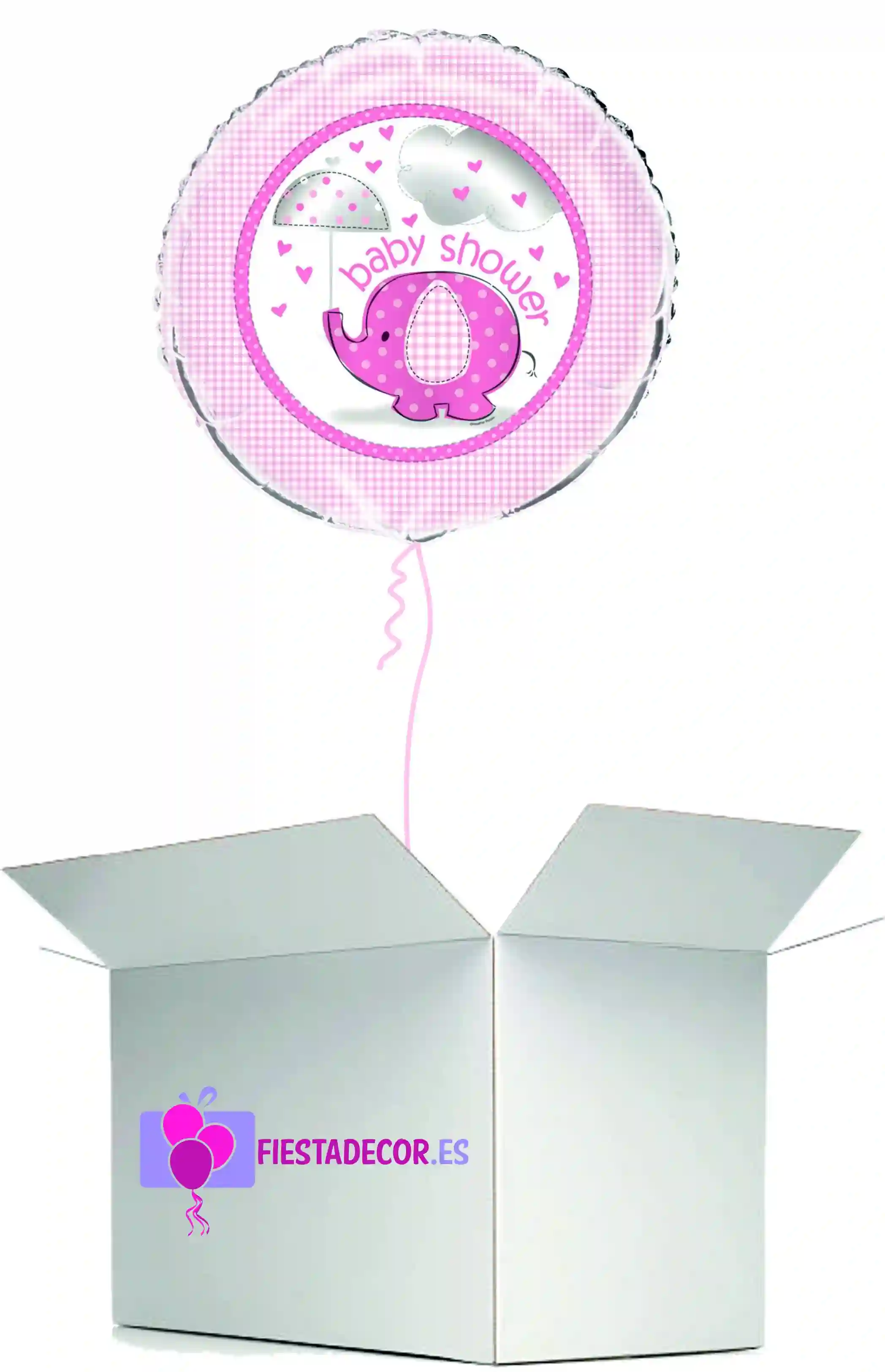 Globo en caja sorpresa baby shower rosa