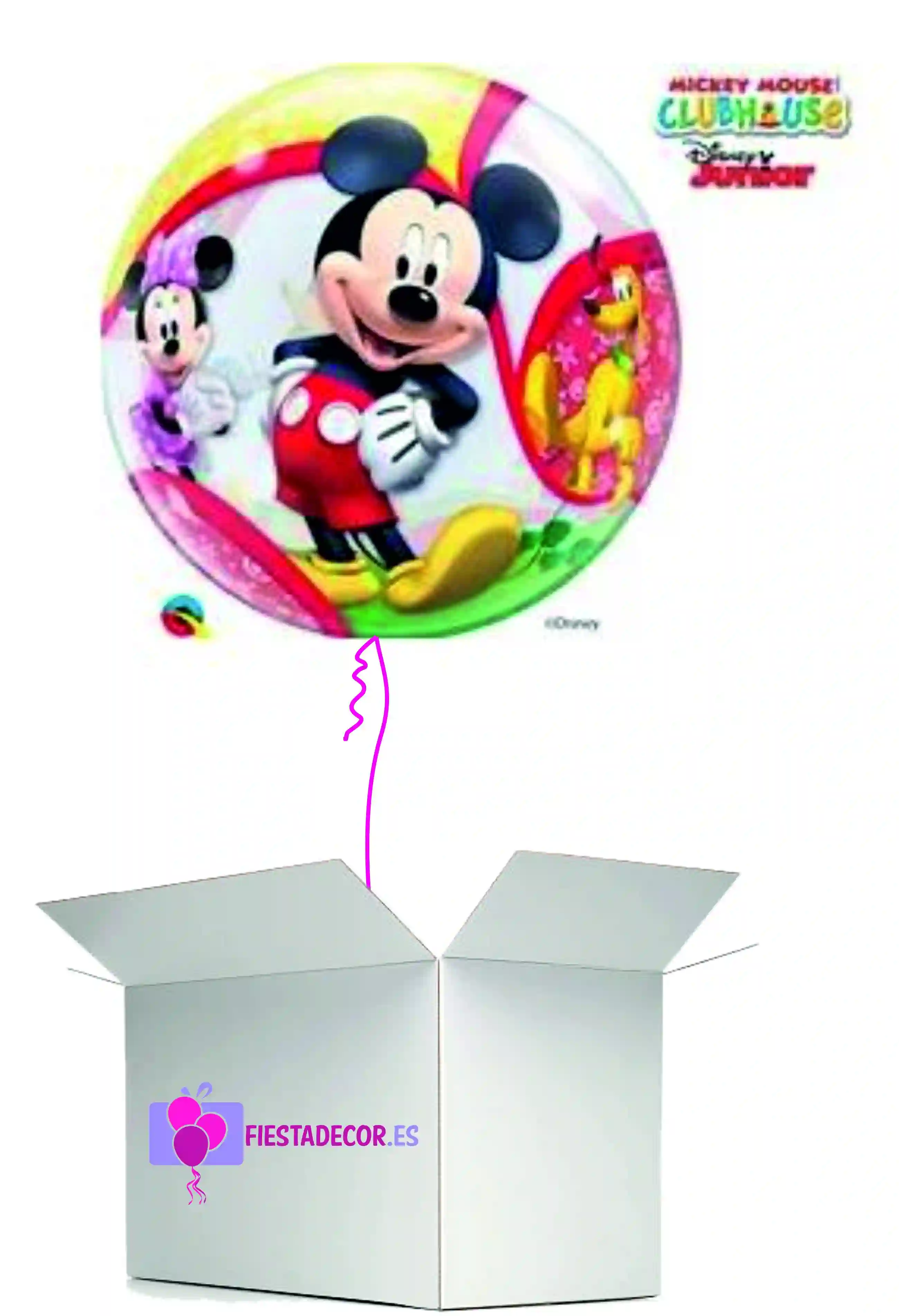 Globo en caja sorpresa burbuja mickey mouse
