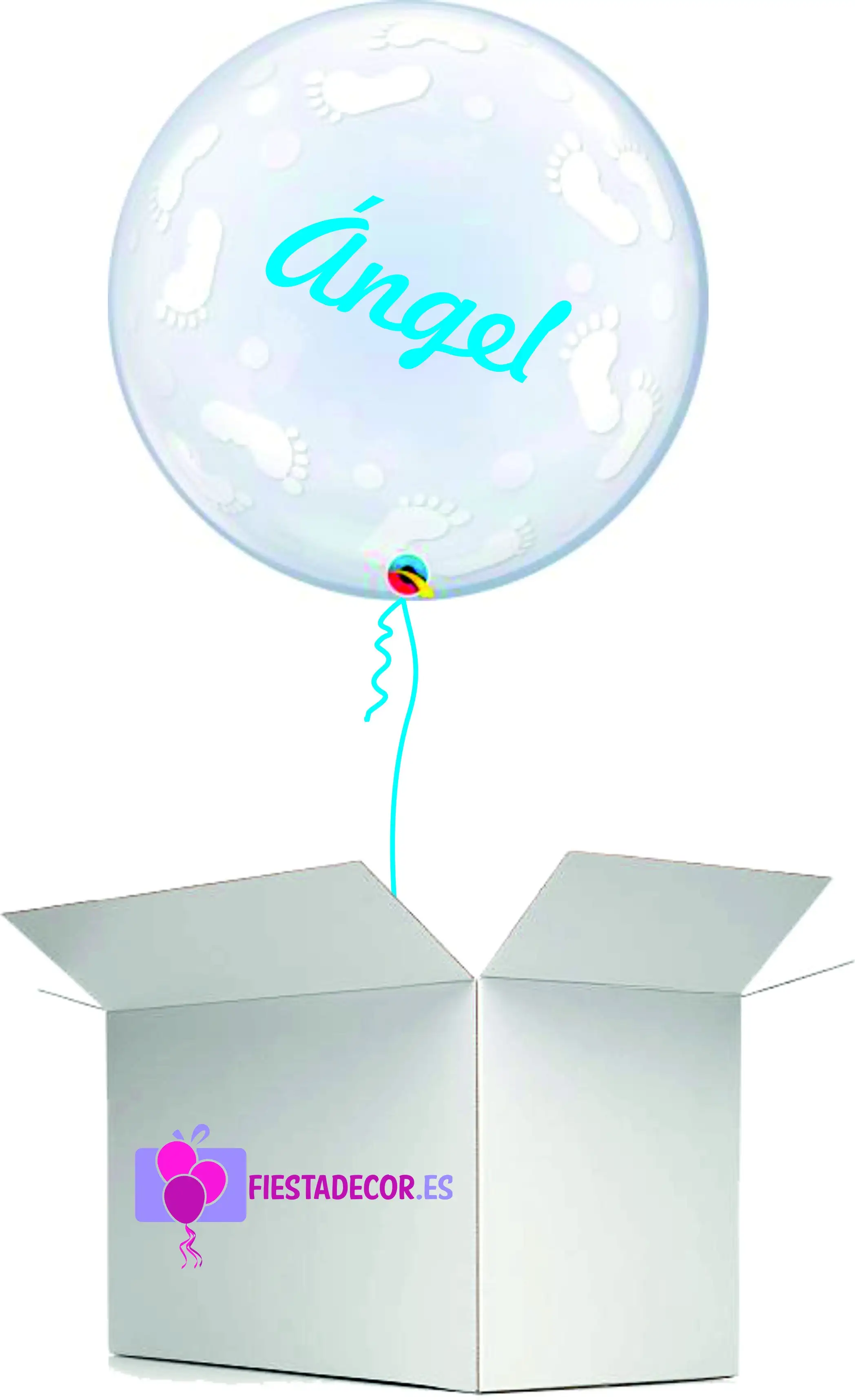 Globo en caja sorpresa burbuja pies personalizado