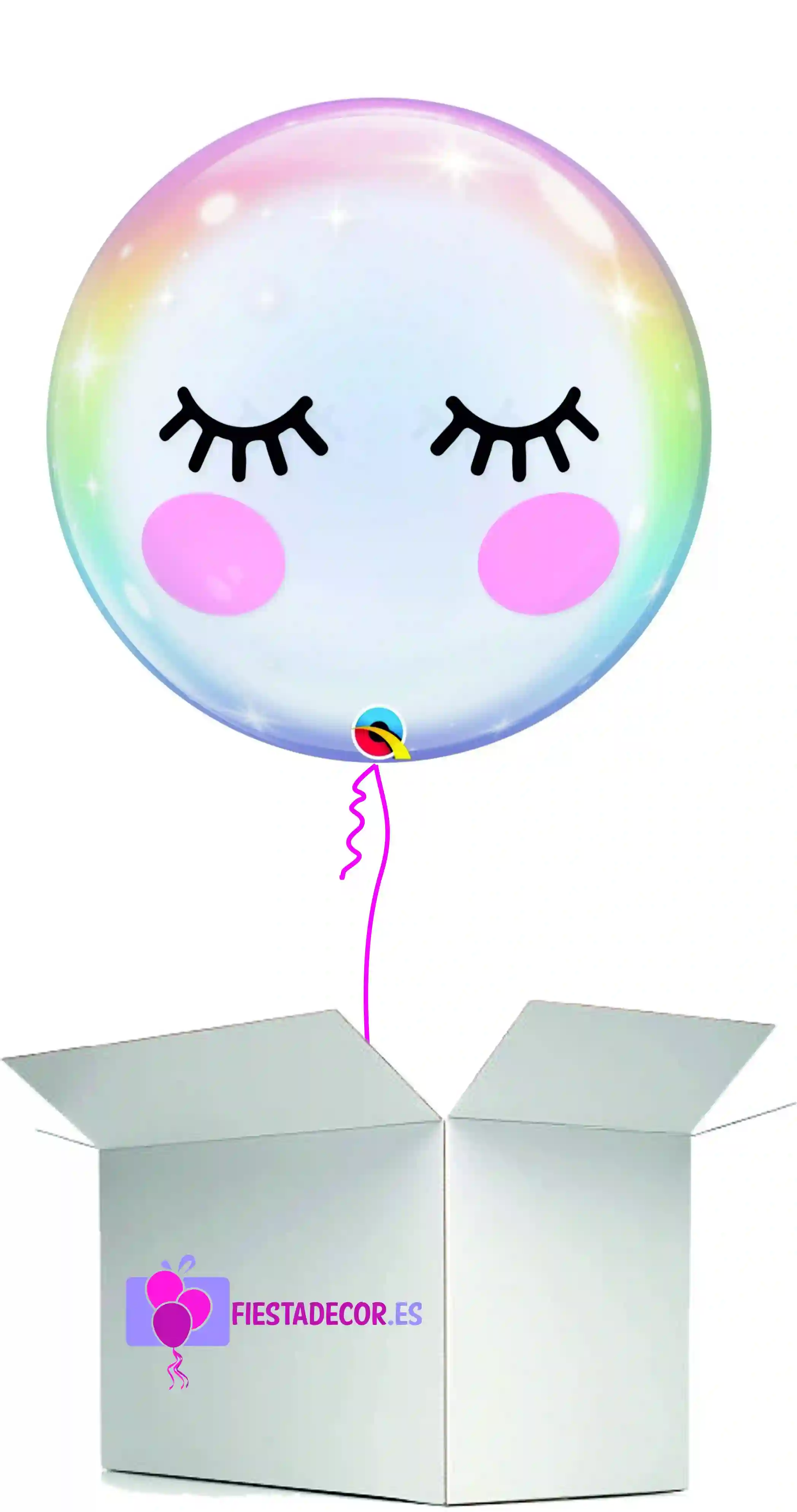 Globo en caja sorpresa burbuja unicornio ojos