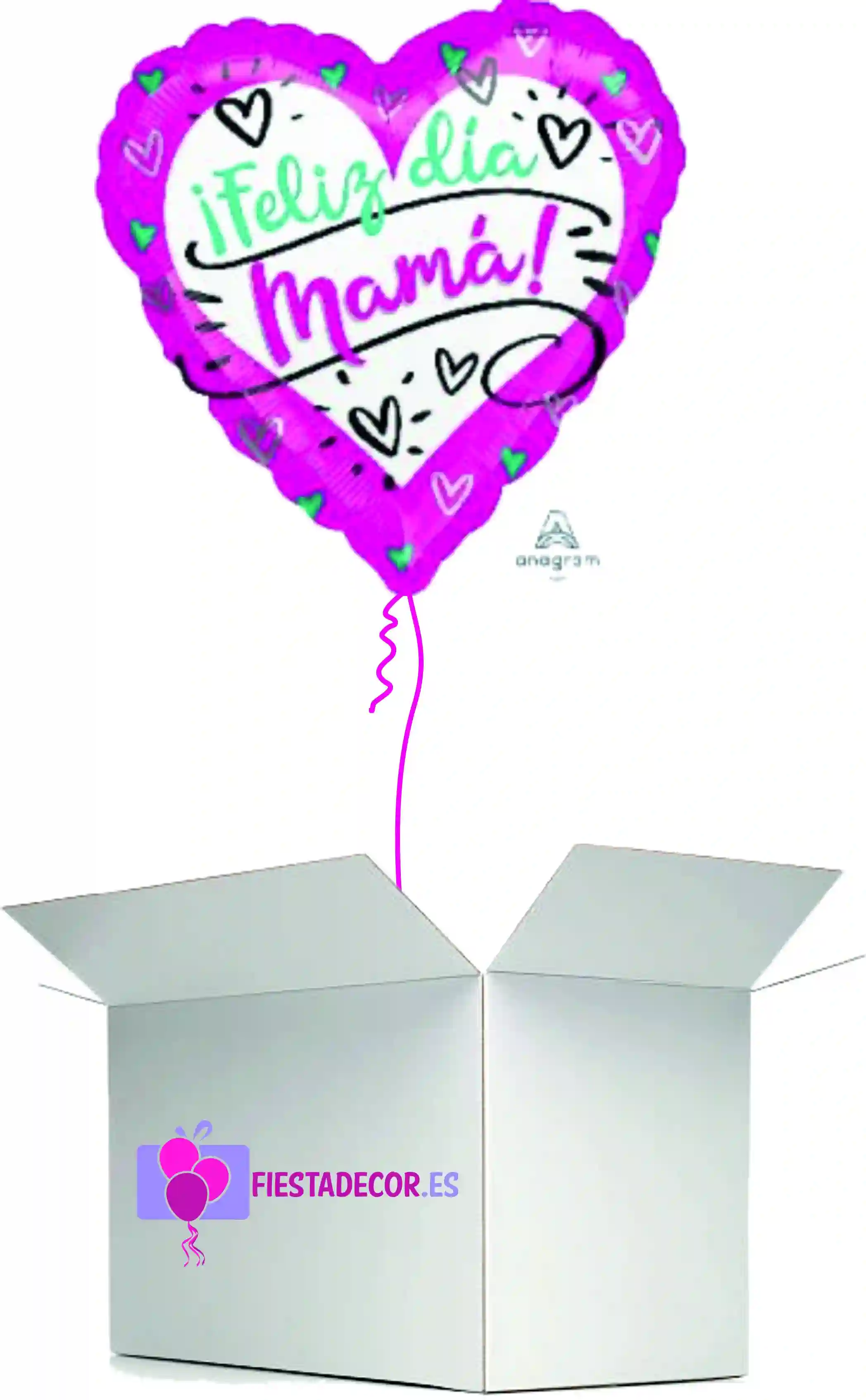 Globo en caja sorpresa corazon dia de la madre