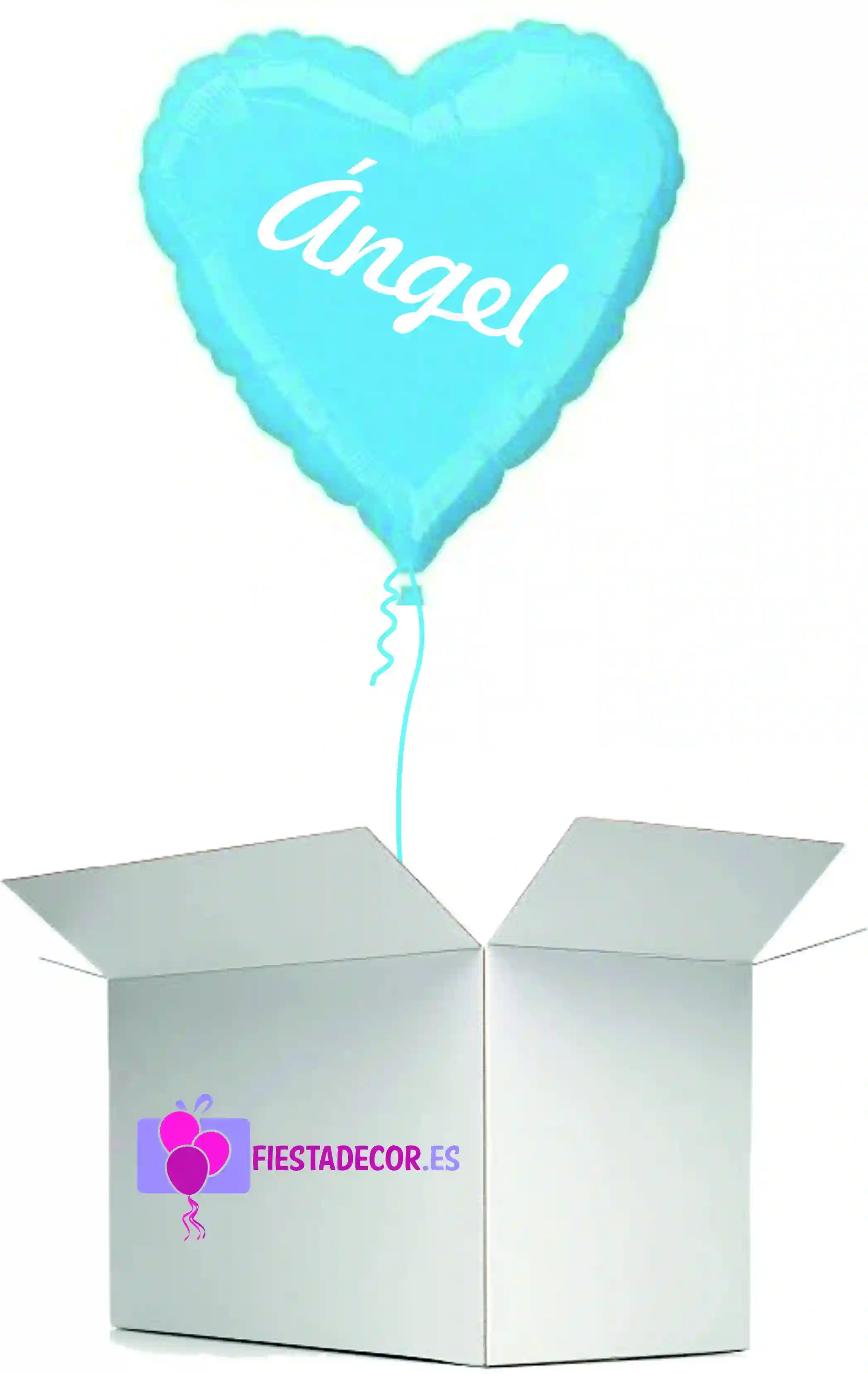 Globo en caja sorpresa corazon azul claro