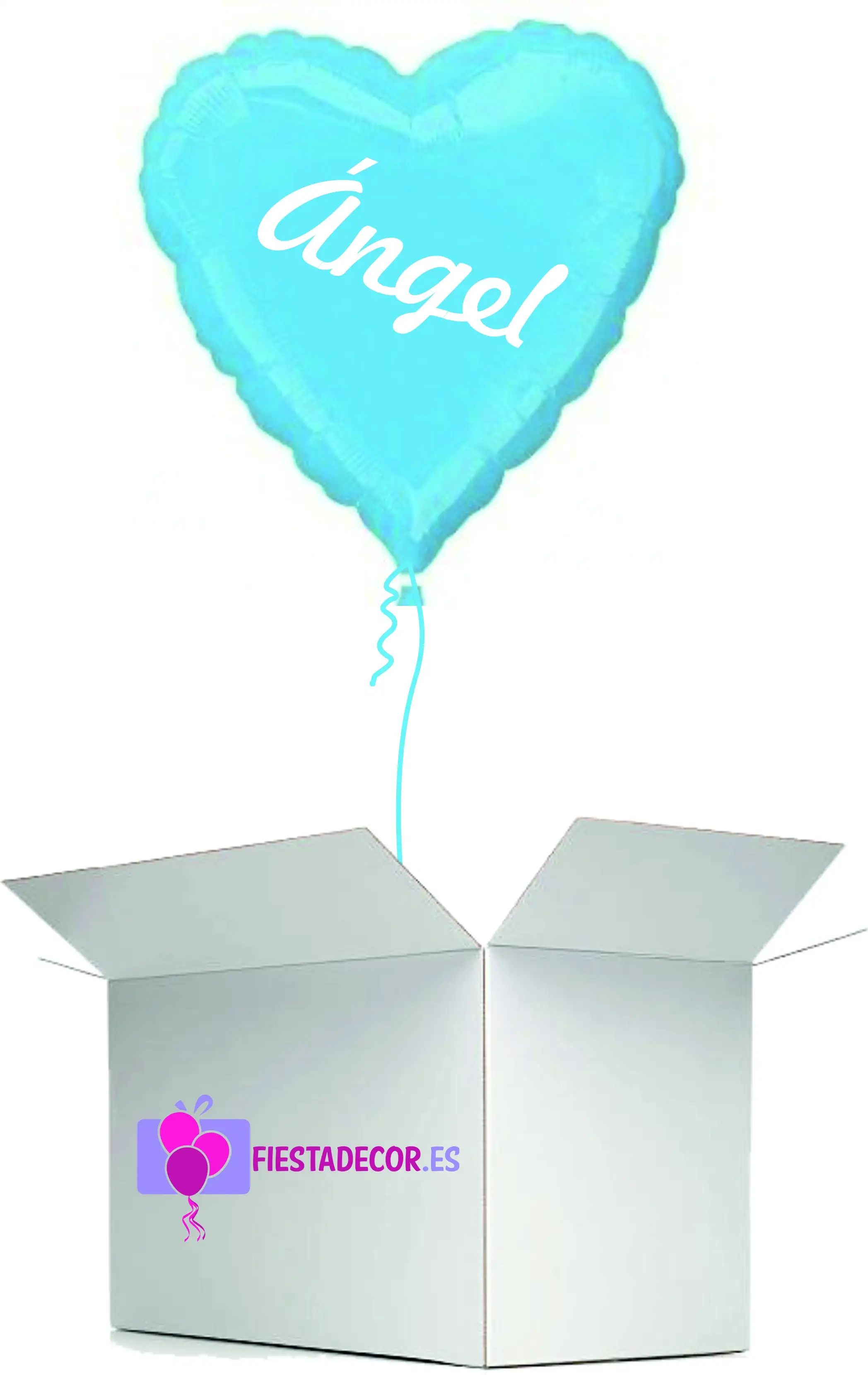 Globo en caja sorpresa corazon azul claro