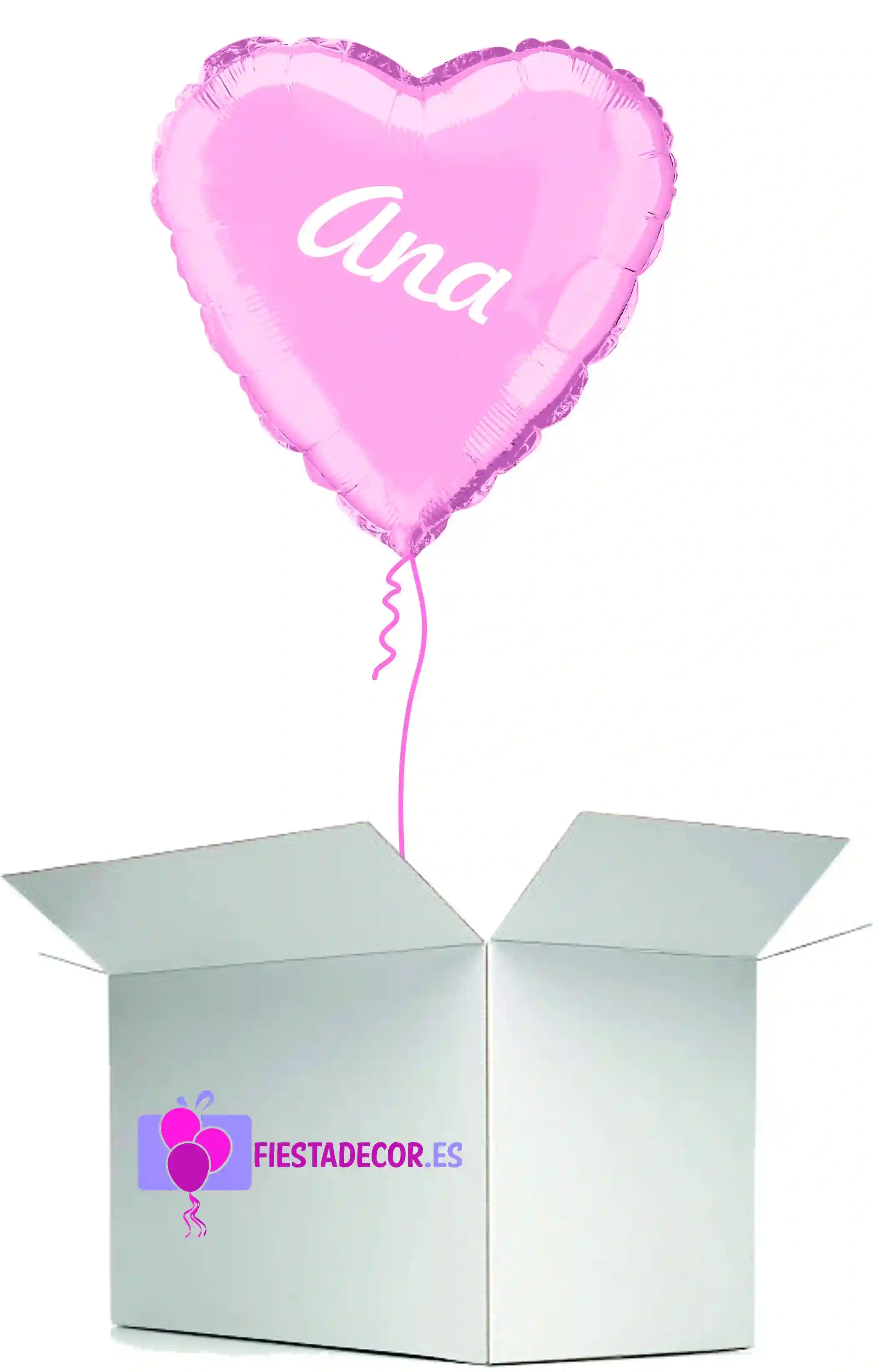 Globo en caja sorpresa corazon rosa claro