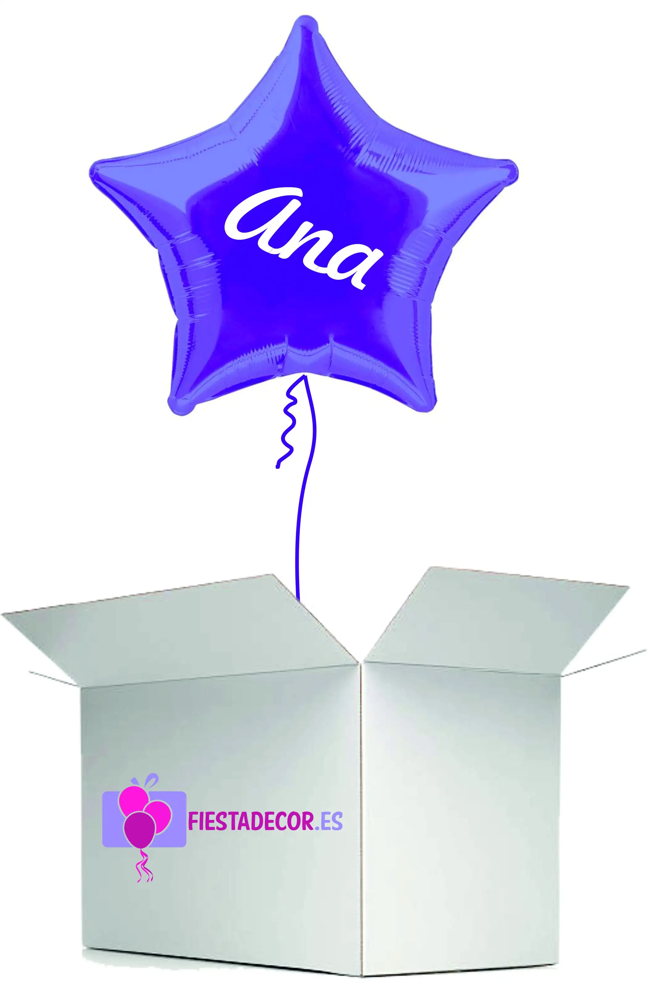 Globo en caja sorpresa estrella morada