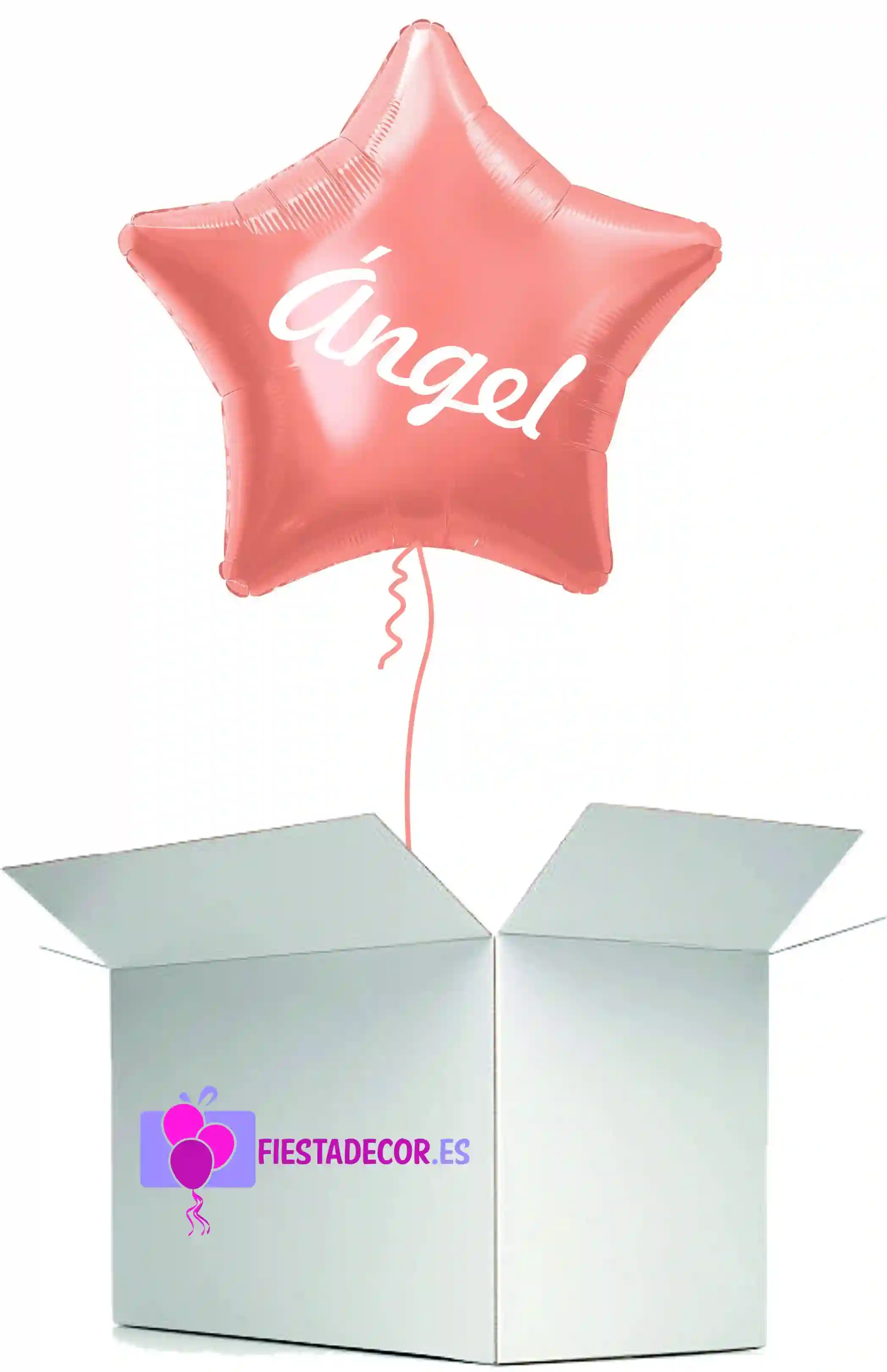 Globo en caja sorpresa estrella naranja