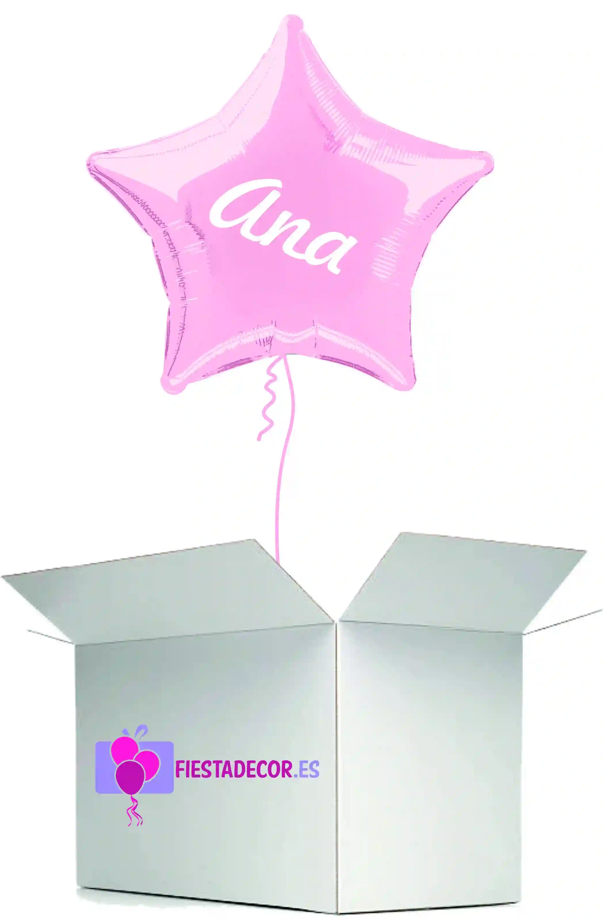 Globo en caja sorpresa estrella rosa claro