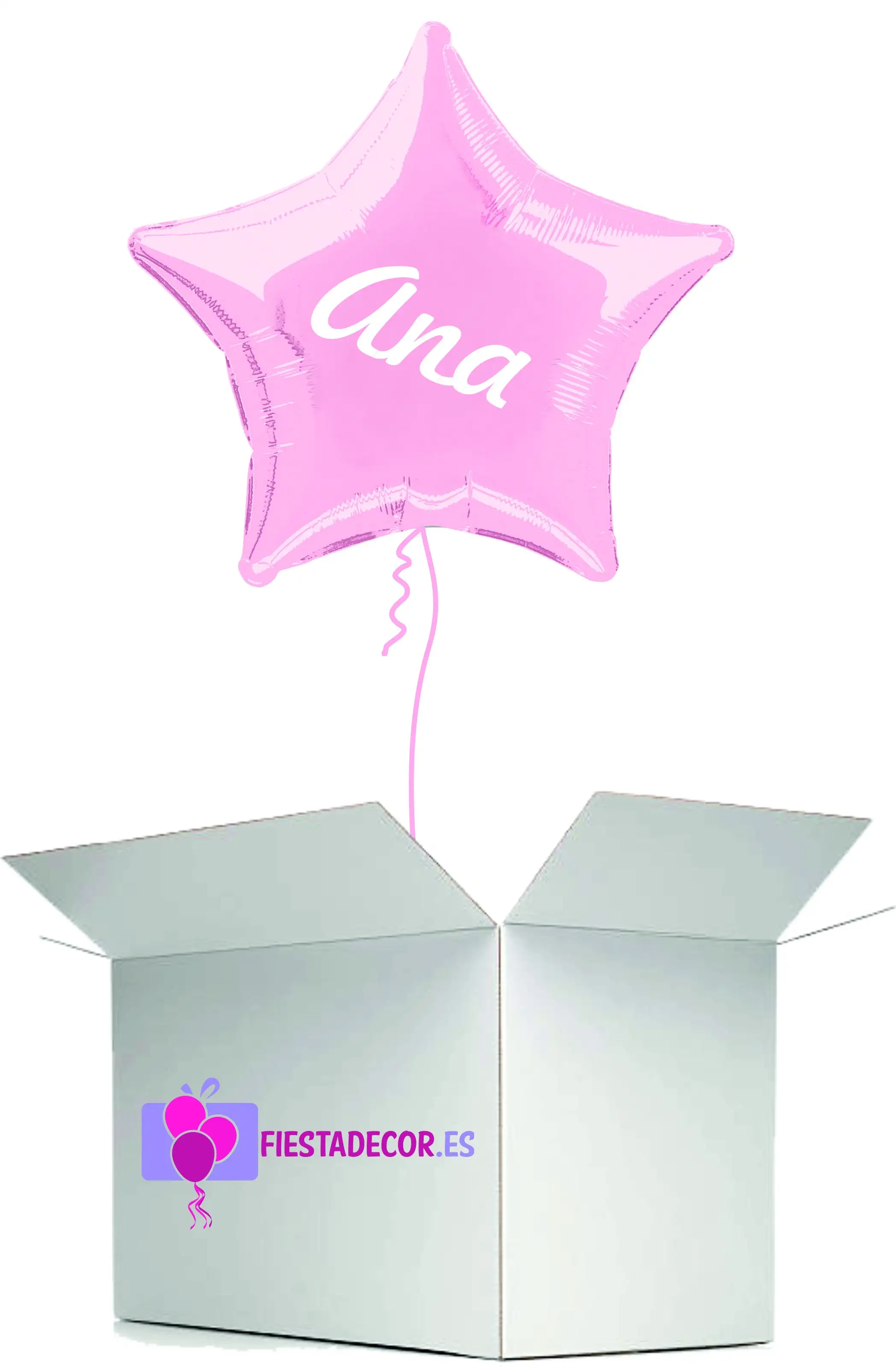 Globo en caja sorpresa estrella rosa claro