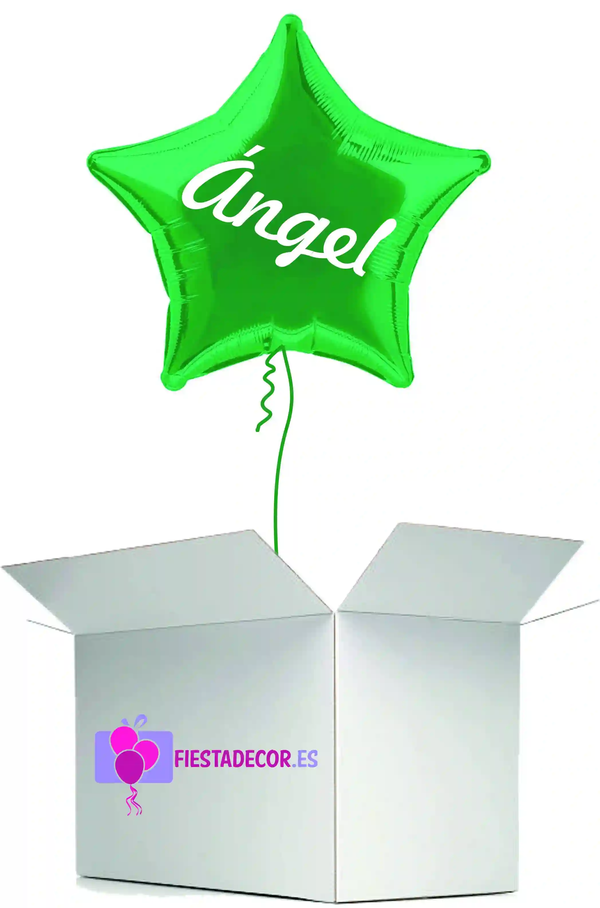 Globo en caja sorpresa estrella verde
