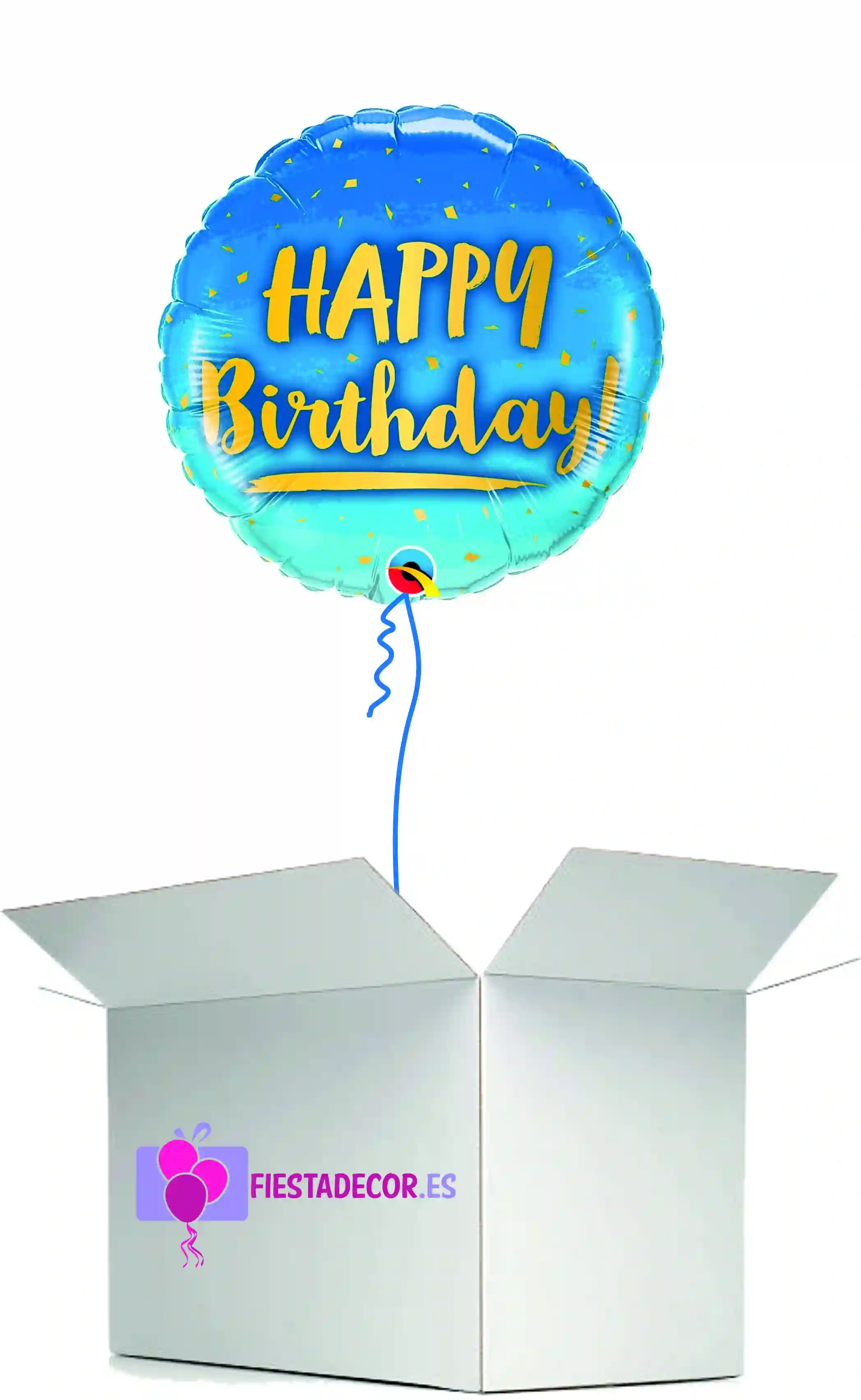 Globo in Round Surprise Box Happy Birthday Blue