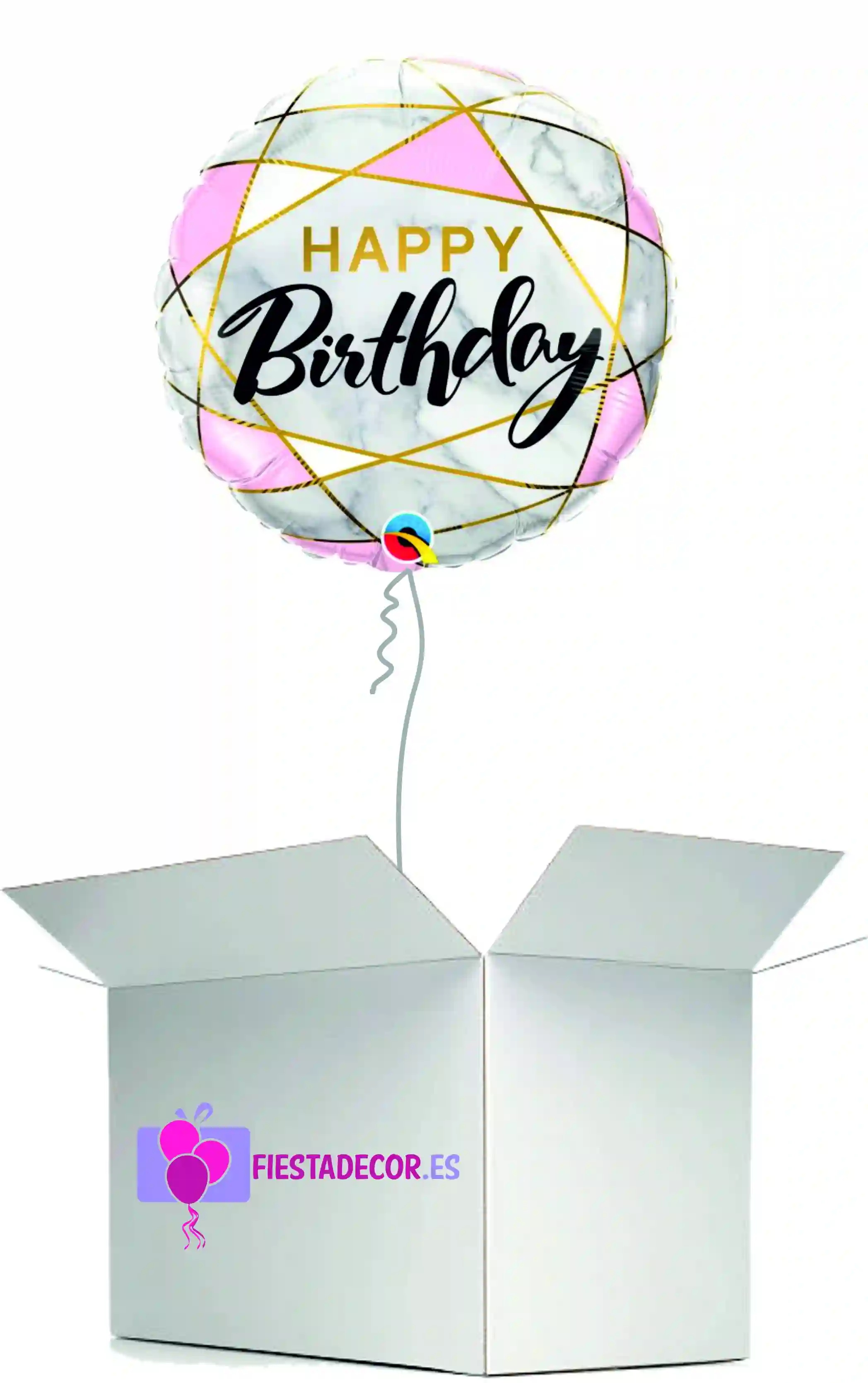 Globe in round surprise box Happy Birthday Rosa y Blanco