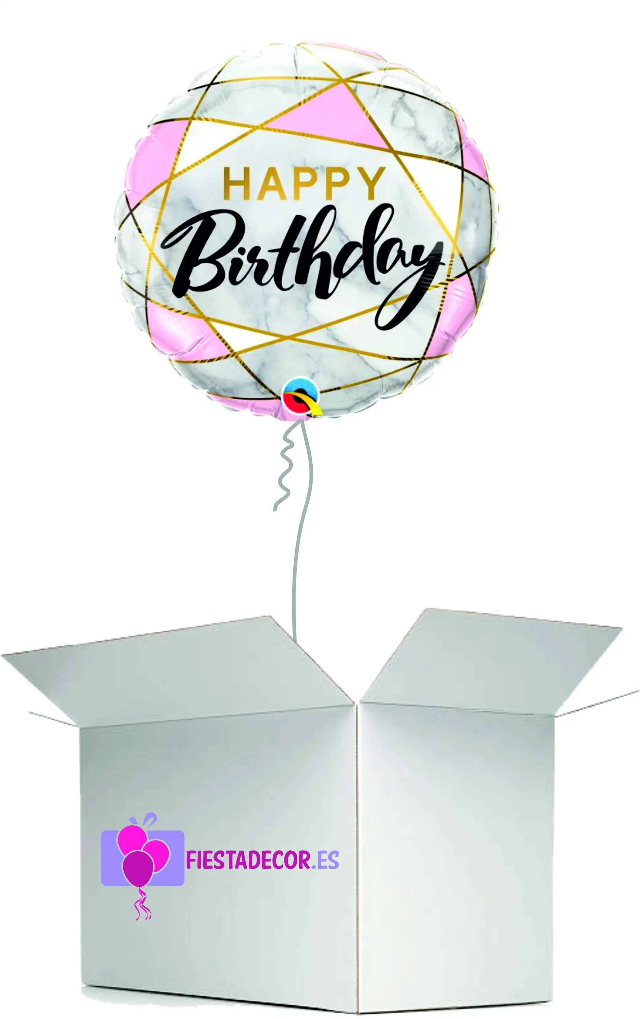 Globe in round surprise box Happy Birthday Rosa y Blanco