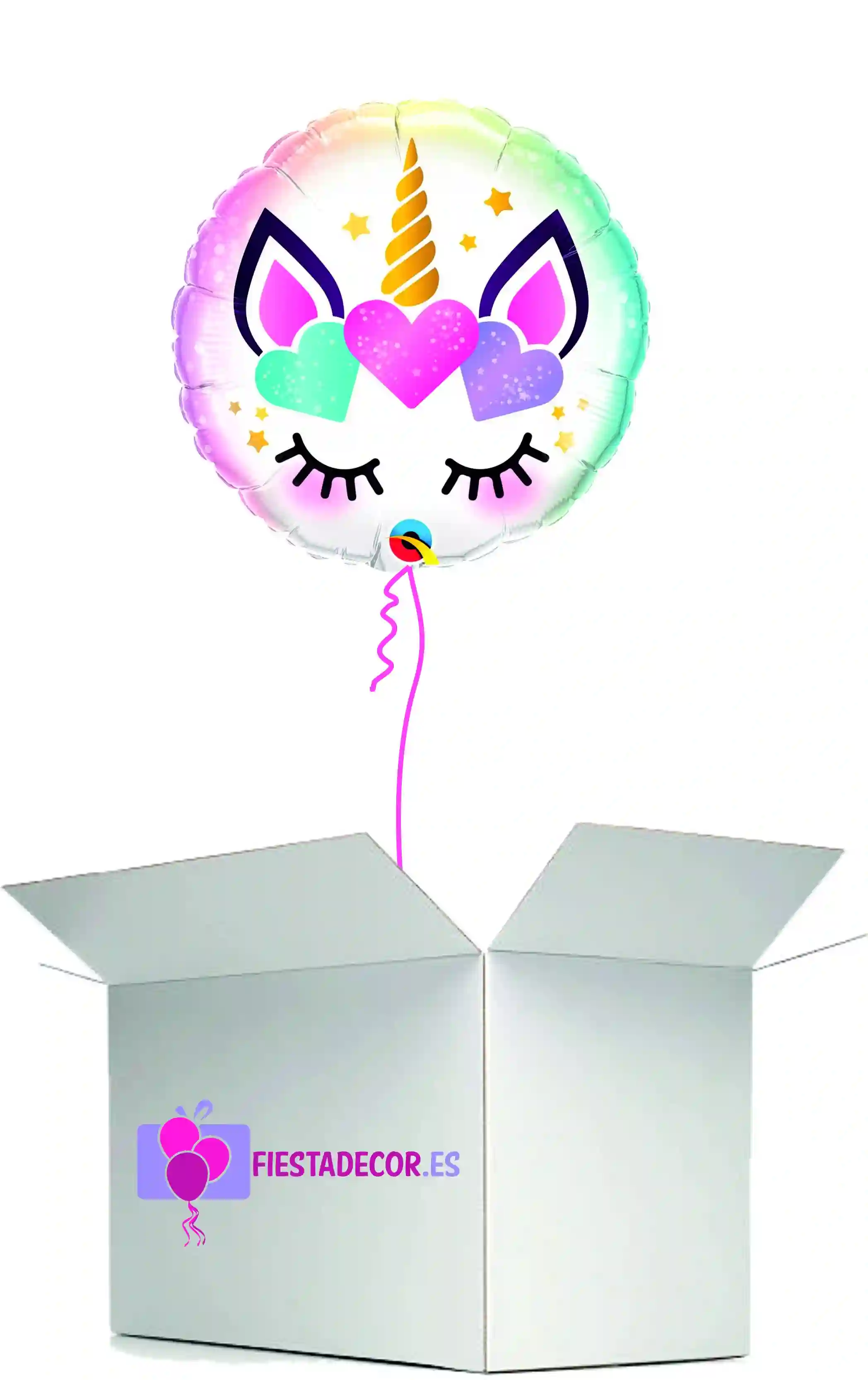 Globo en caja sorpresa unicornio