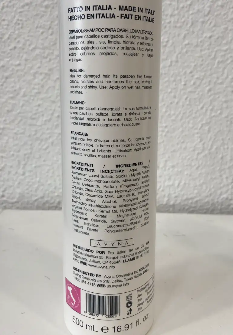 AVYNA - Shampoo Ialuronico - COLLAGENO Y KERATINA - Imagen 2