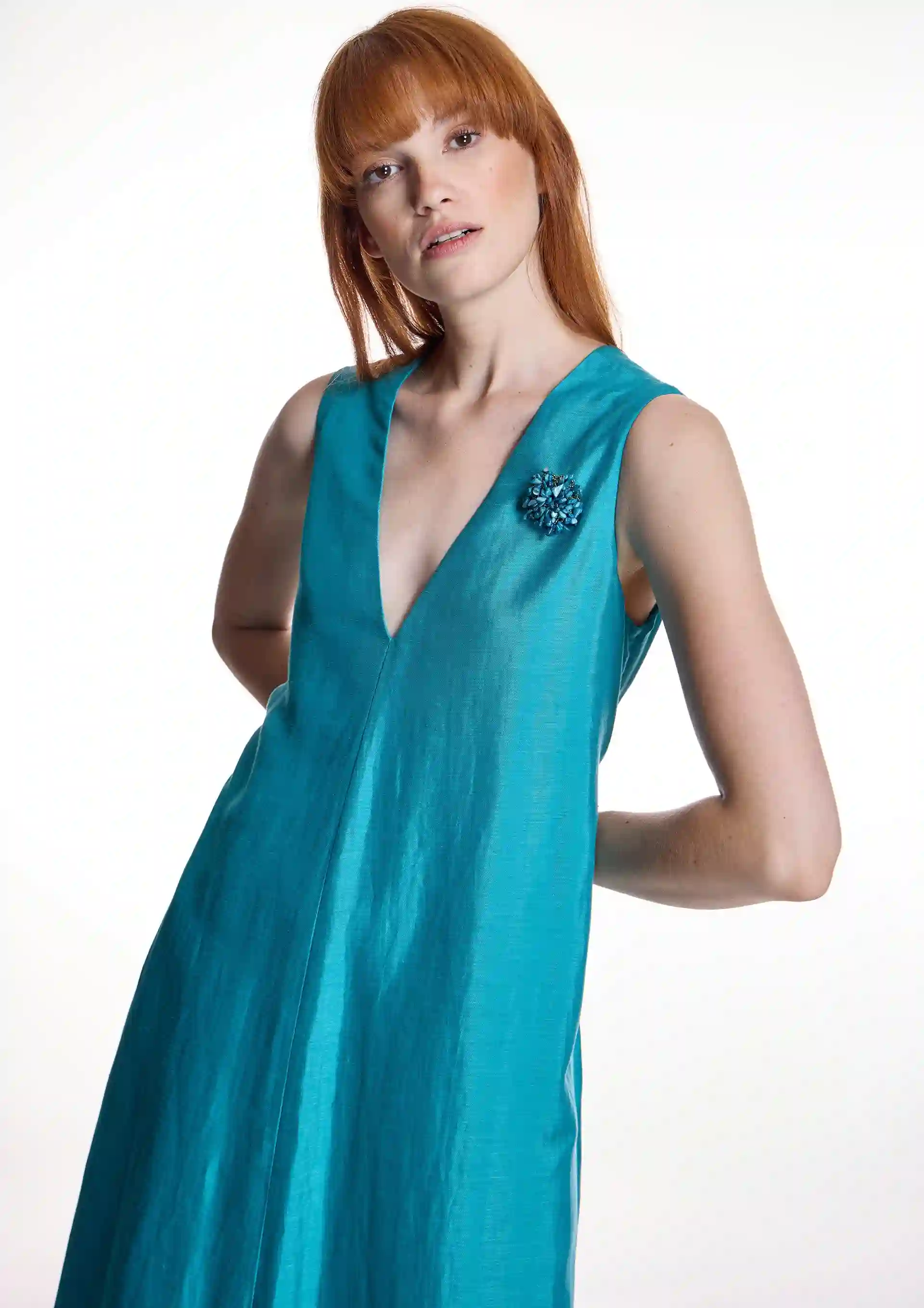 Dress Alba Count Turquoise Satin