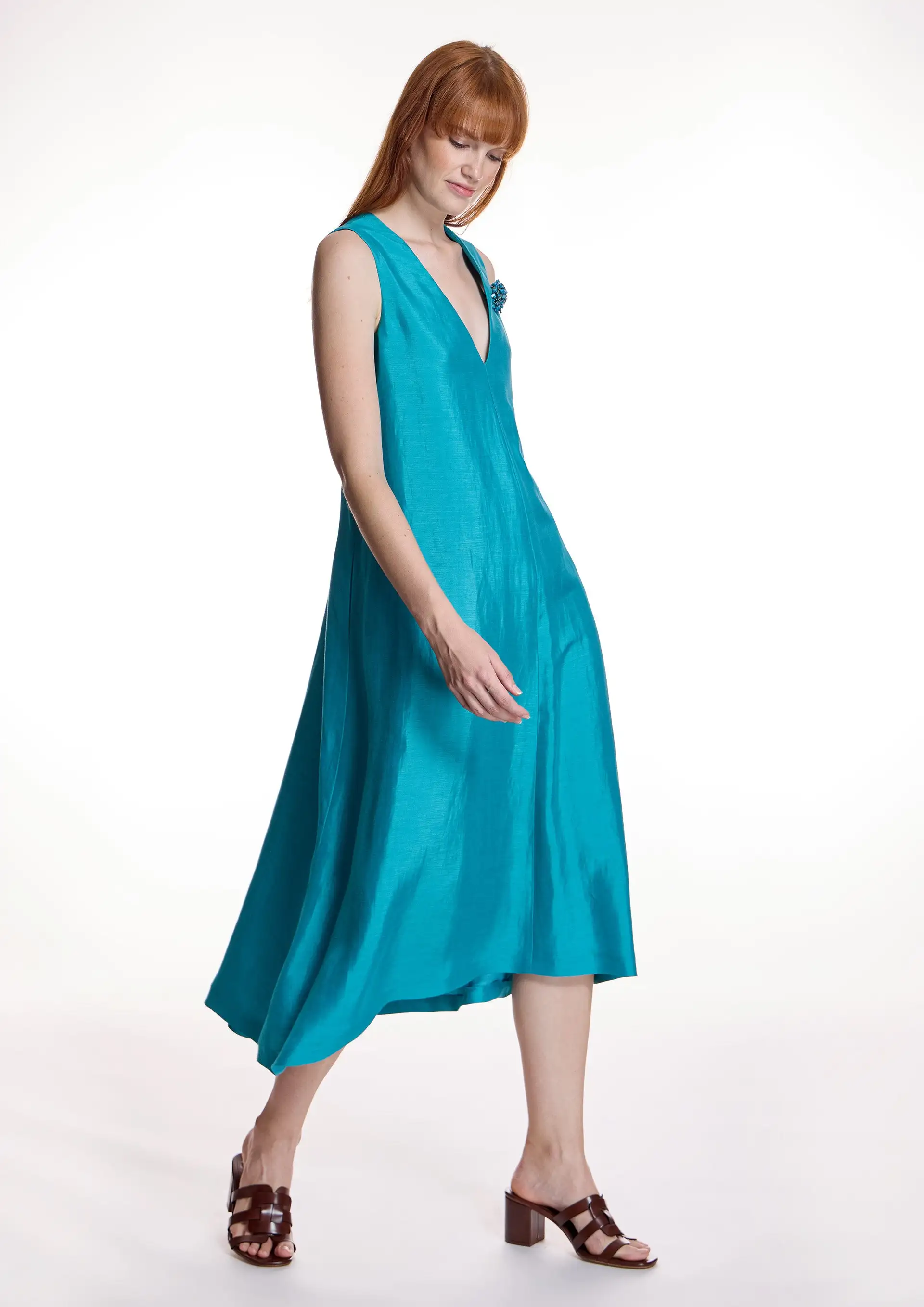 Dress Alba Count Turquoise Satin - Image 2