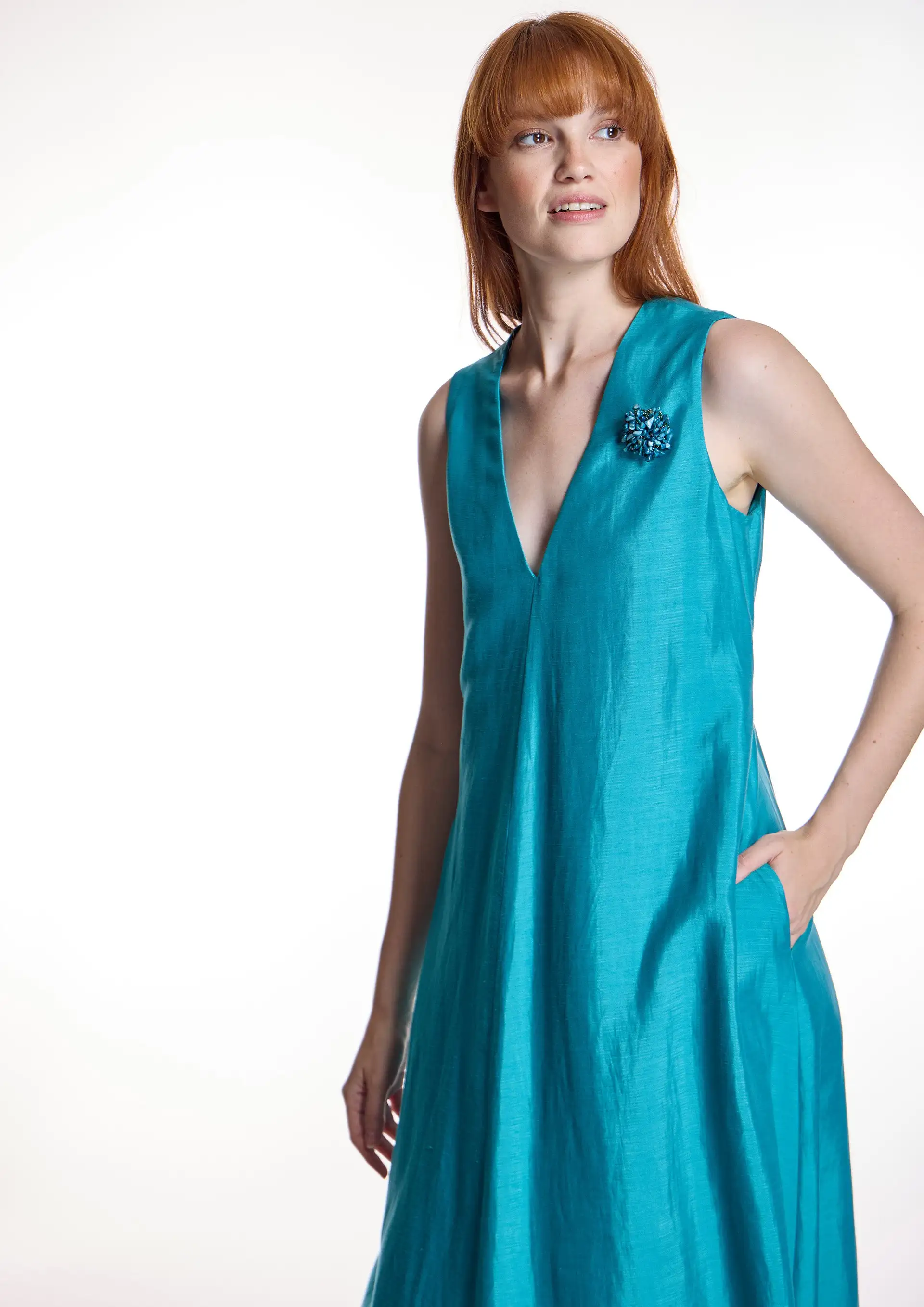 Dress Alba Count Turquoise Satin - Image 4