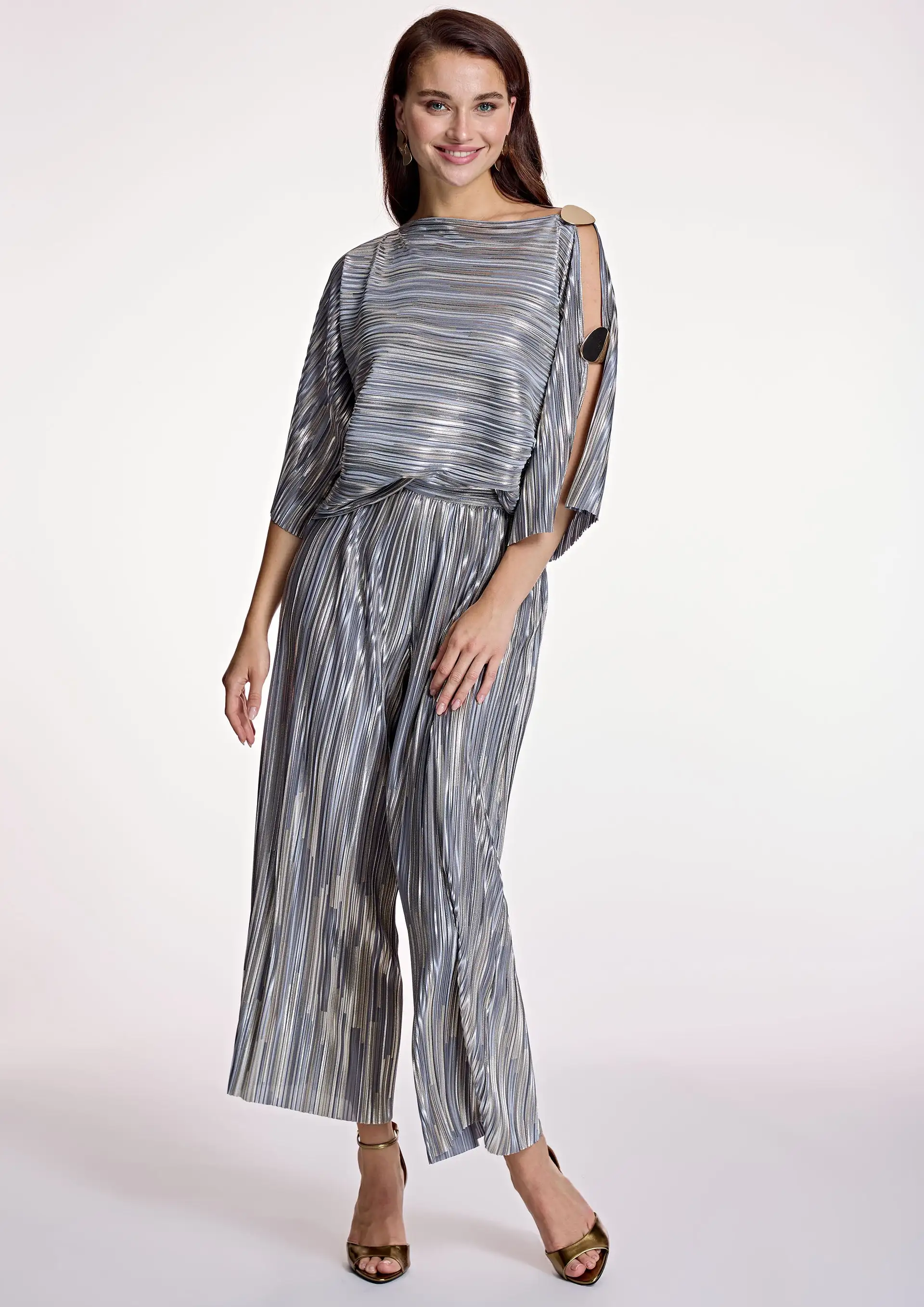 Pantalón ALBA CONDE culotte plateado - Imagen 3