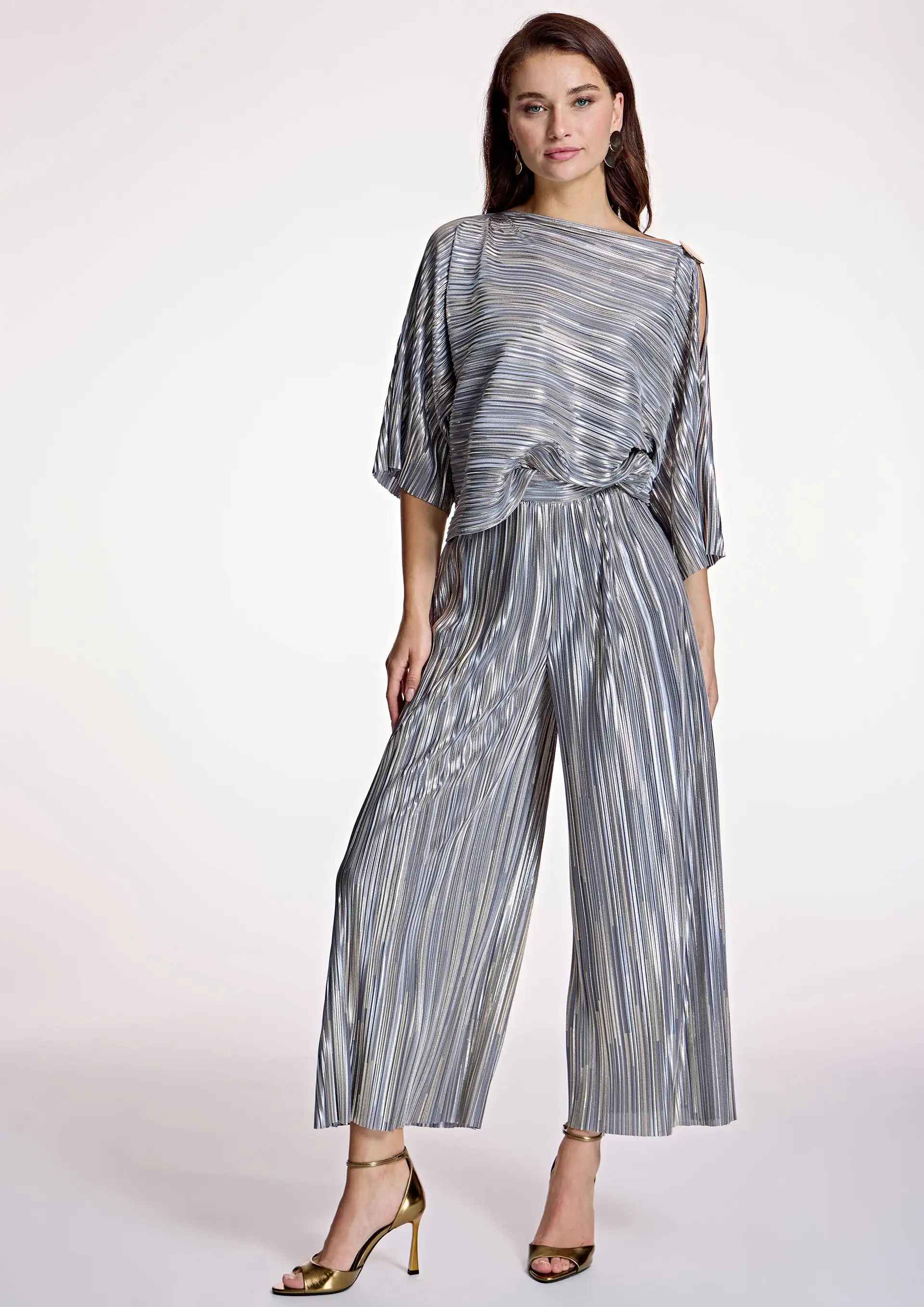 Pantalón ALBA CONDE culotte plateado - Imagen 4