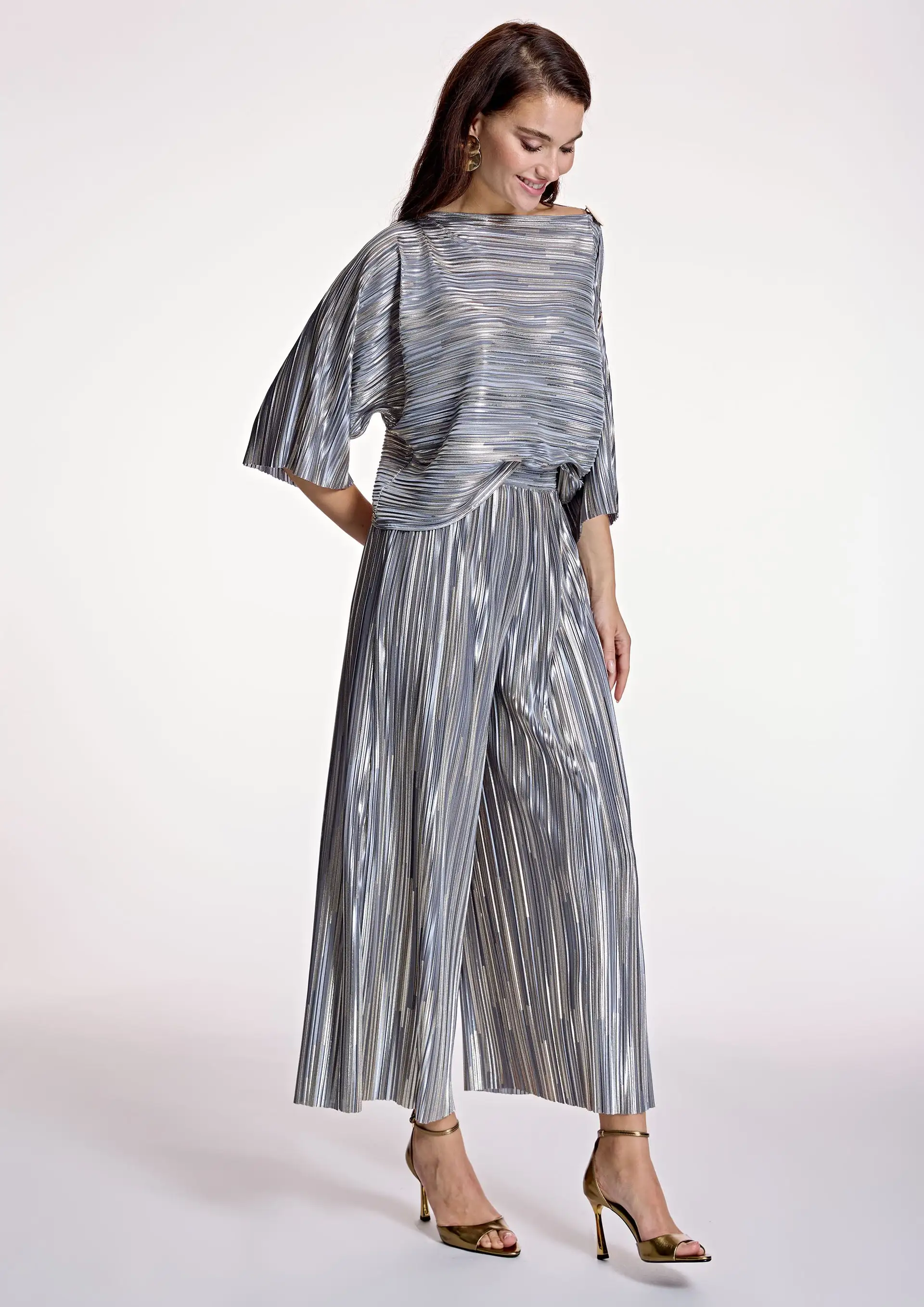Pantalón ALBA CONDE culotte plateado - Imagen 5
