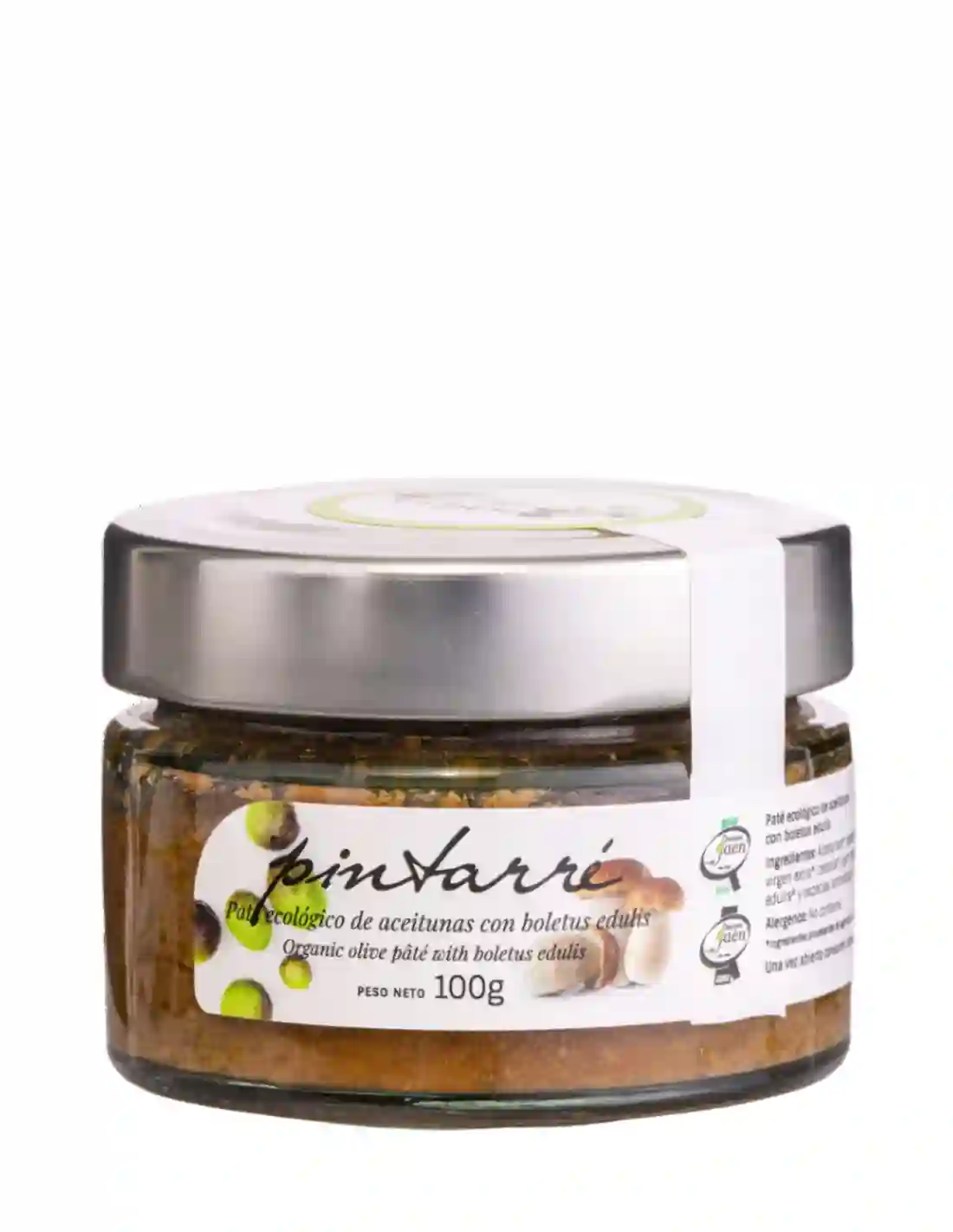 Pintarré Paté Ecológico de Aceitunas con Boletus Edulis - Tarro 100 gr.