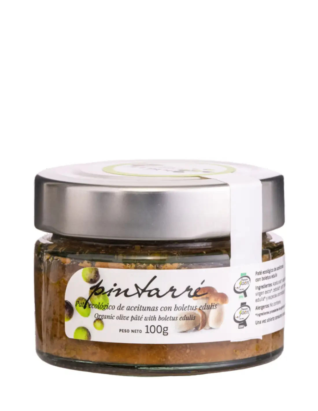 Pintarré Paté Ecológico de Aceitunas con Boletus Edulis - Tarro 100 gr.
