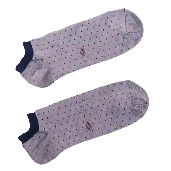 MissCalcetin Tobillero Topitos Gris Claro-Marino