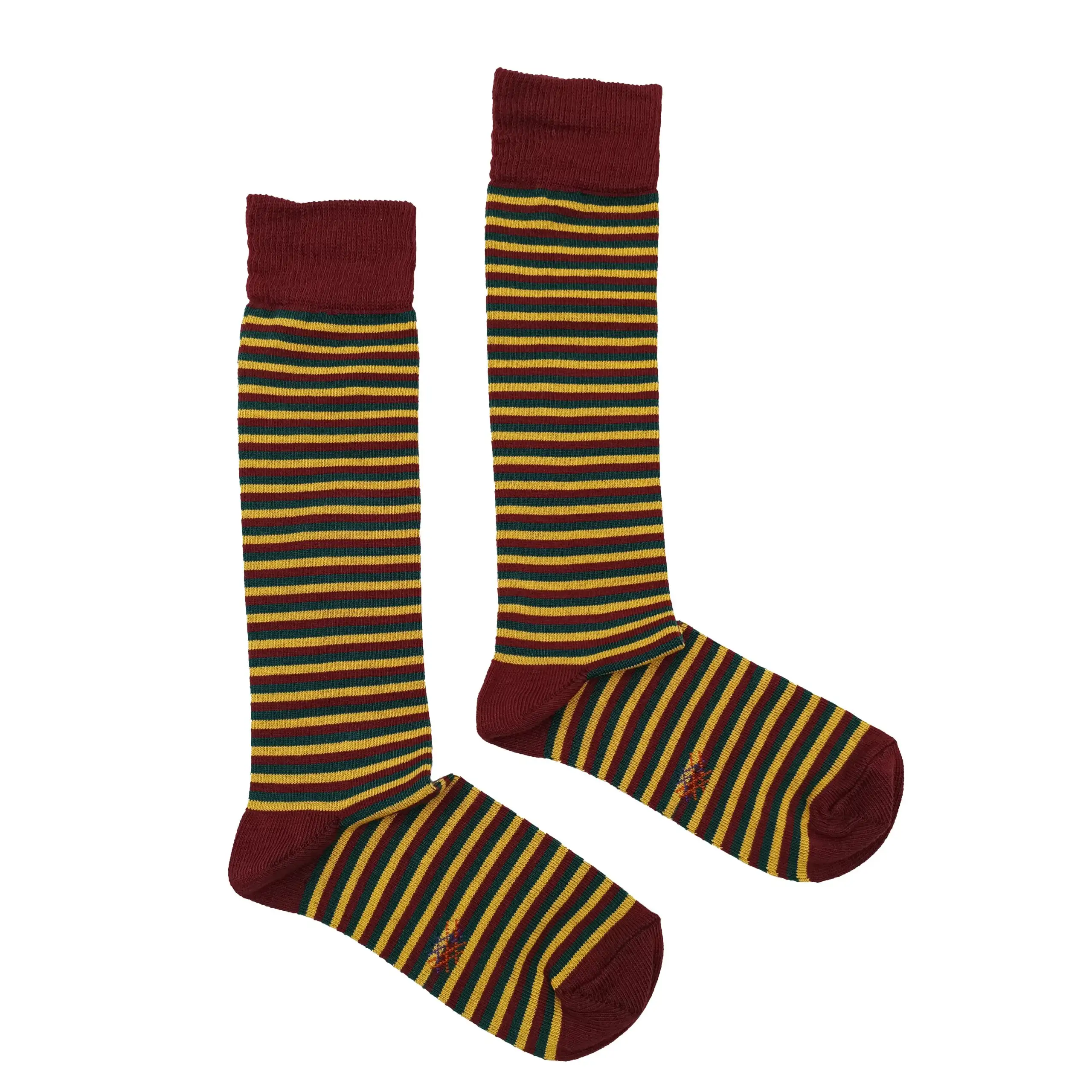 Misscalcetin Kids Fine Raya Tricolor Mustaza-Evergreen-Rubi