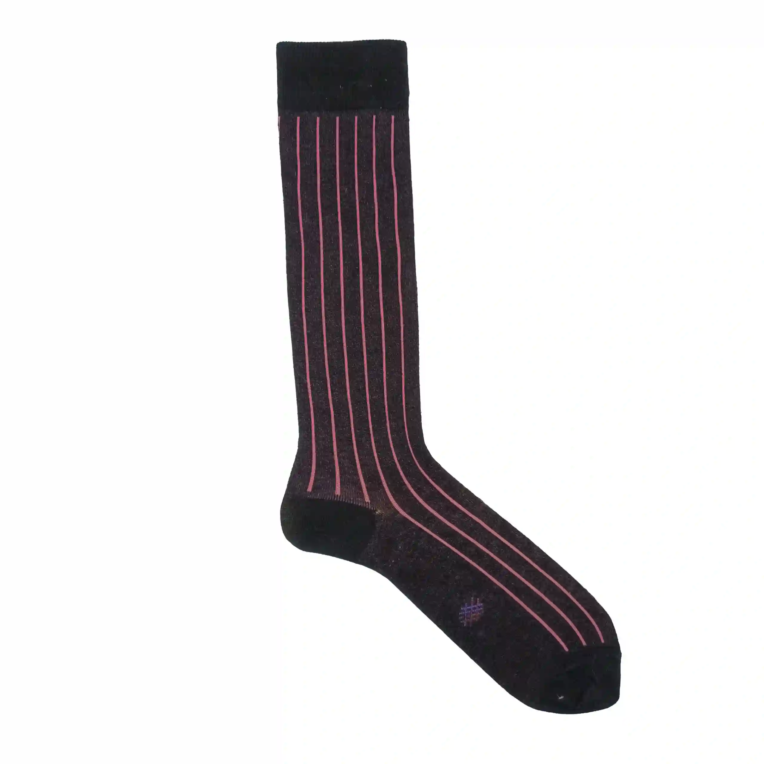 Misscalcetin Caña Alta Raya Black vertical fuchsia