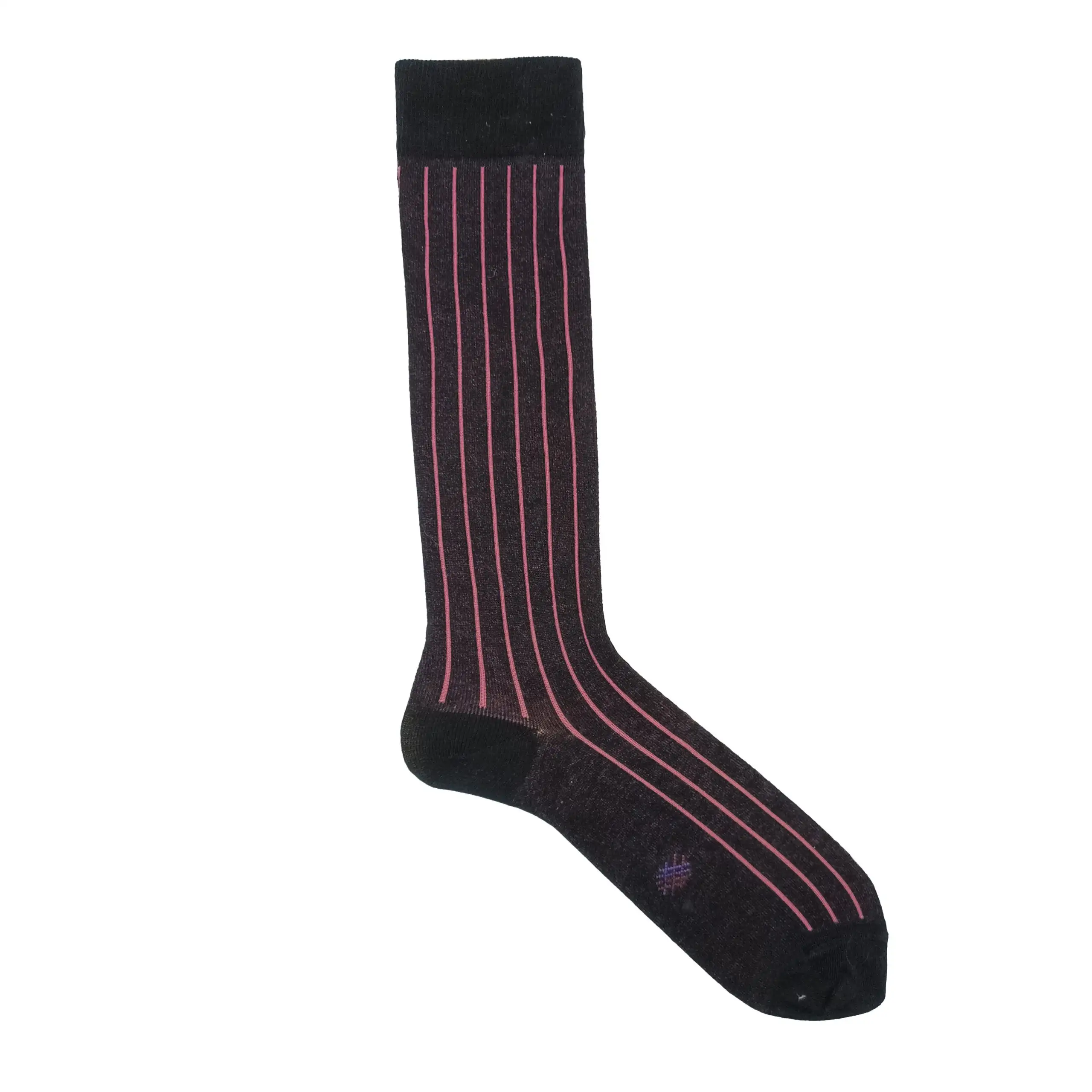 Misscalcetin Caña Alta Raya Black vertical fuchsia