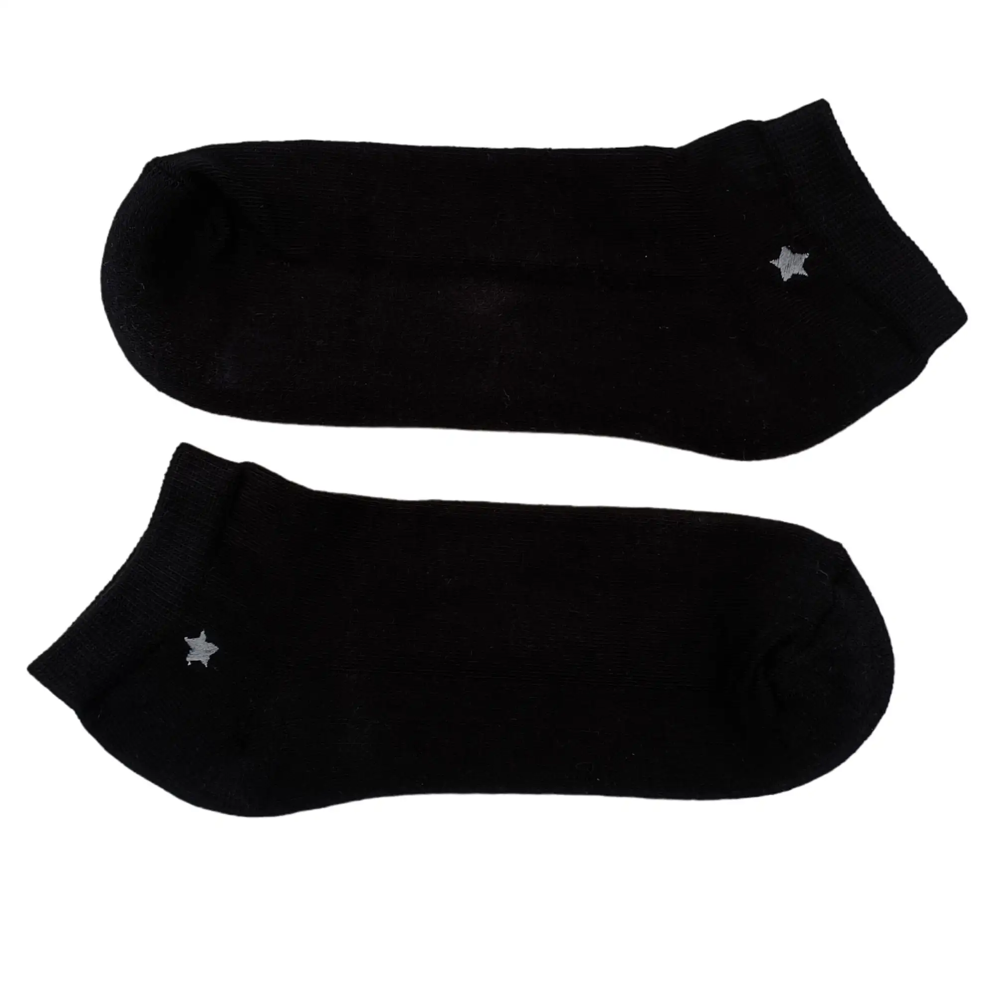 Misscalcetin Black Sports Ankle Embroidered Star