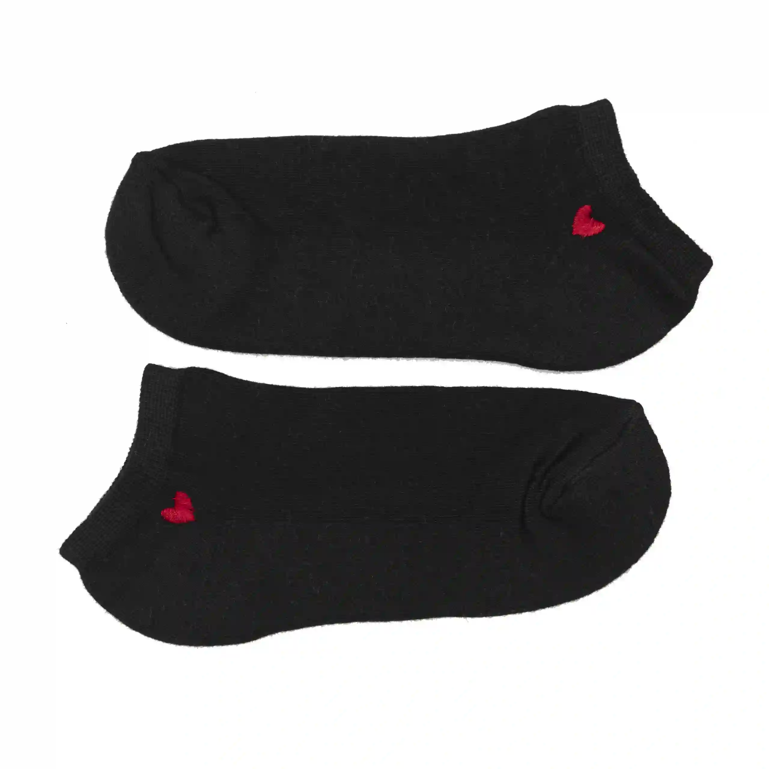 Misscalcetin Black Sports Ankle Embroidered Heart