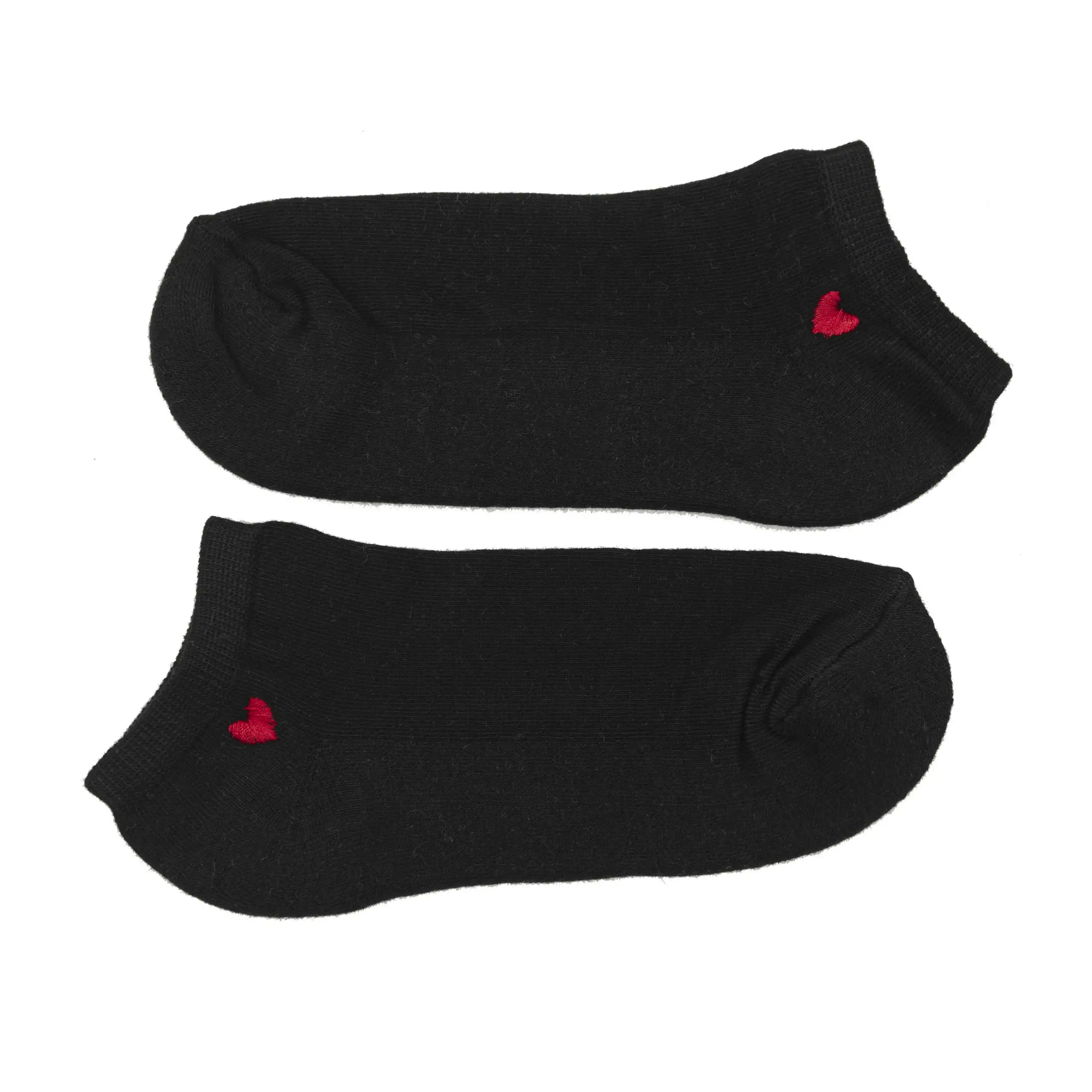 Misscalcetin Black Sports Ankle Embroidered Heart