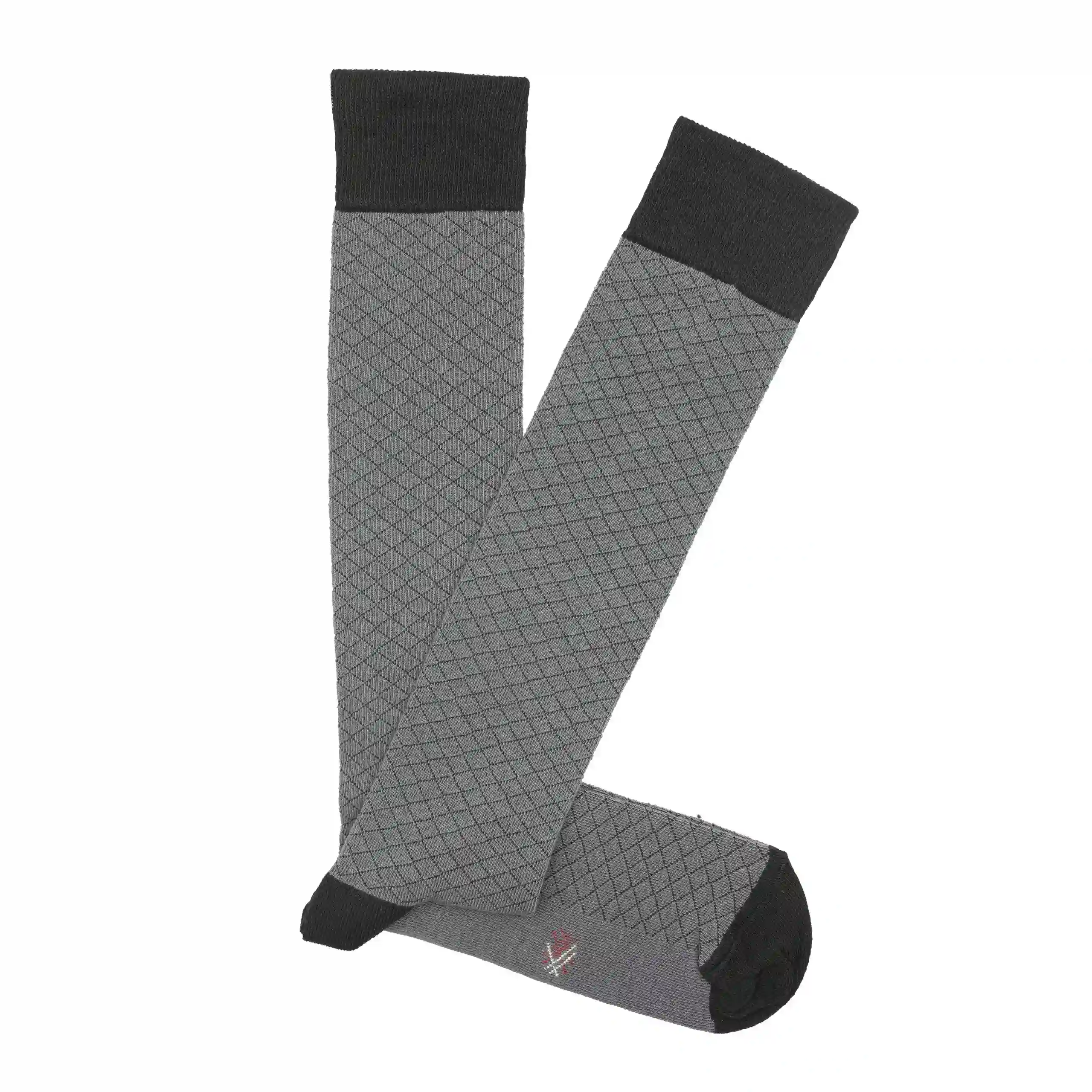 Misscalcetin Caña Alta Rombo Gray-Negro Locrado