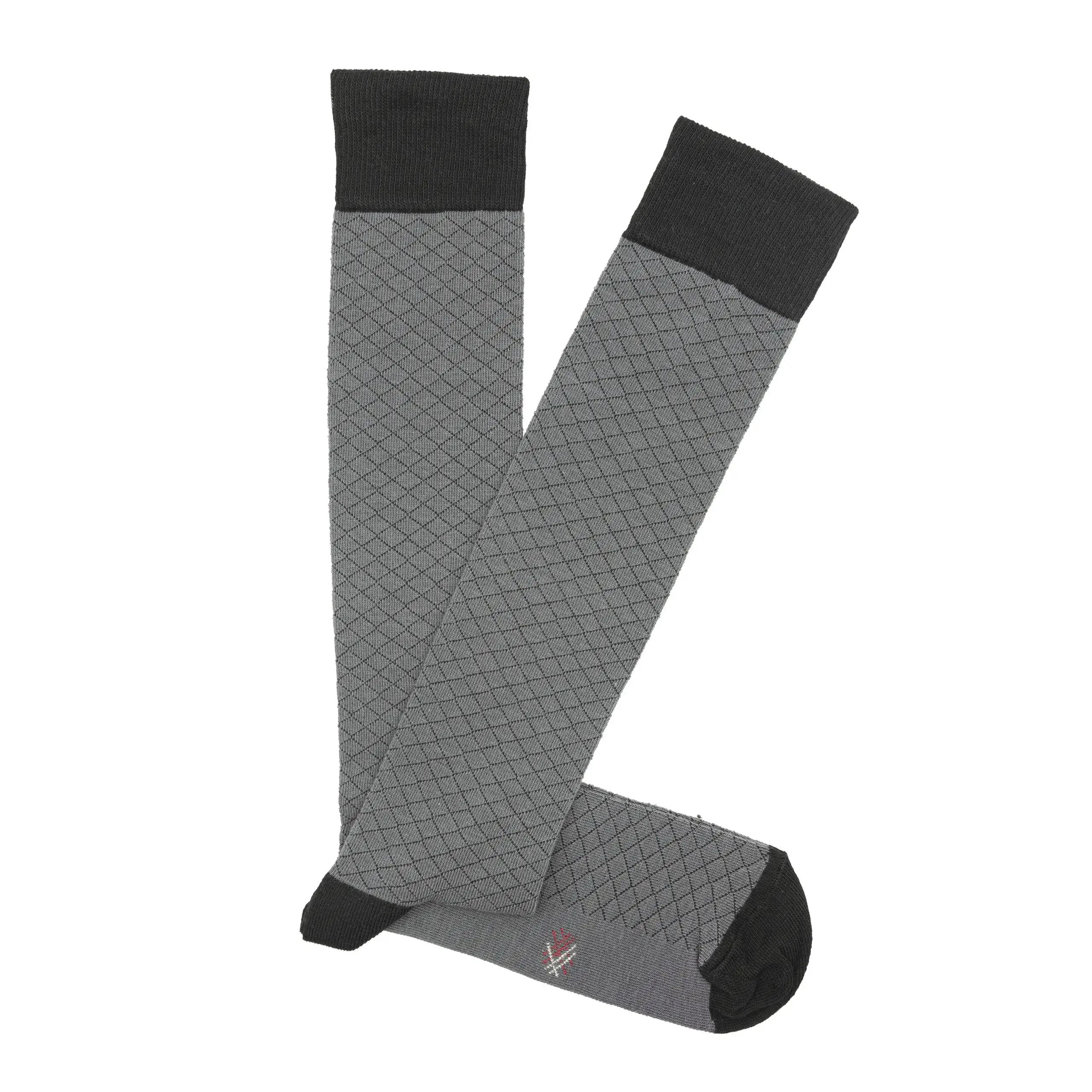 Misscalcetin Caña Alta Rombo Gray-Negro Locrado