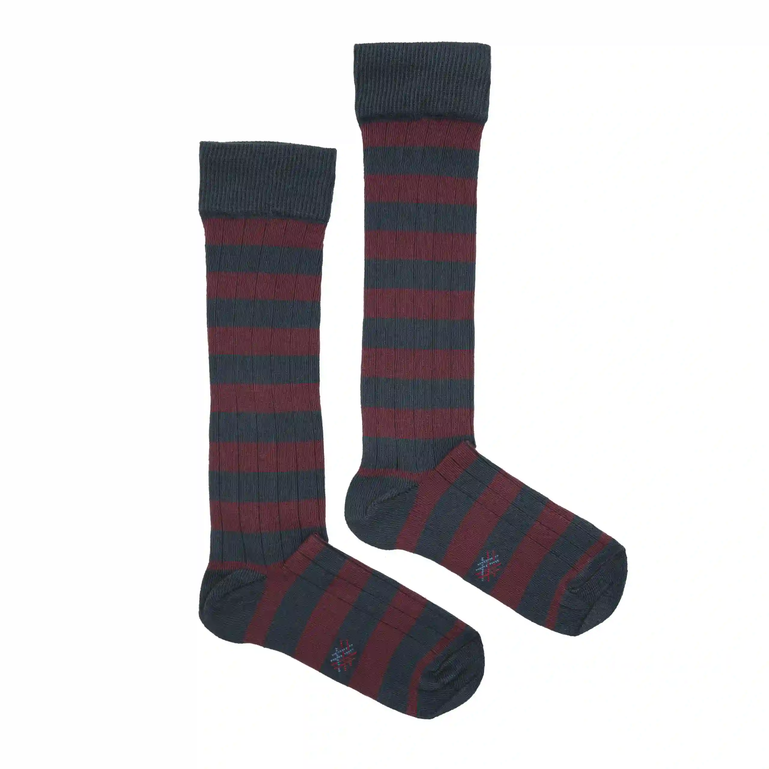 Misscalcetin Kids Burgundy Rayas-Marino