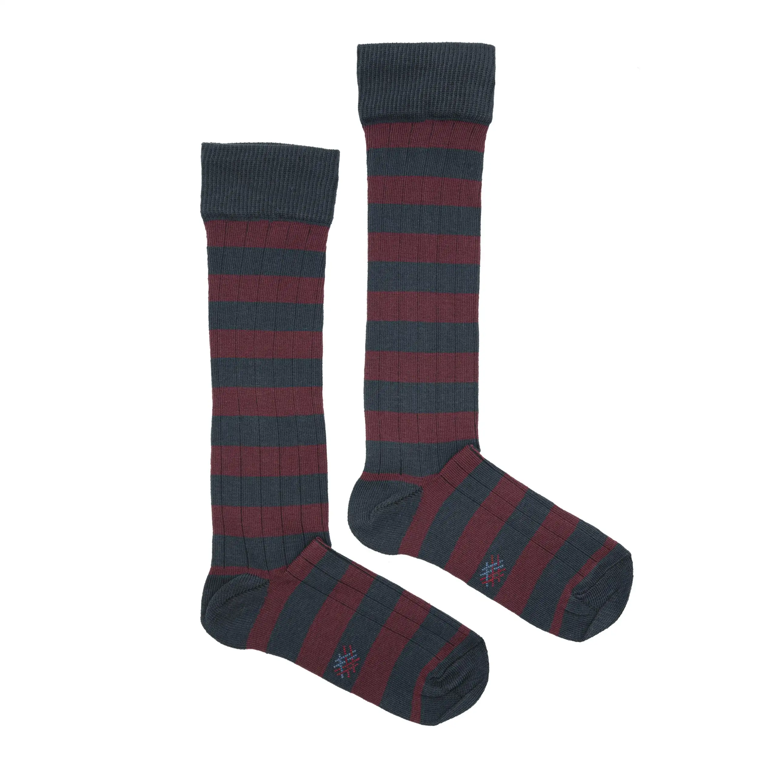 Misscalcetin Kids Burgundy Rayas-Marino