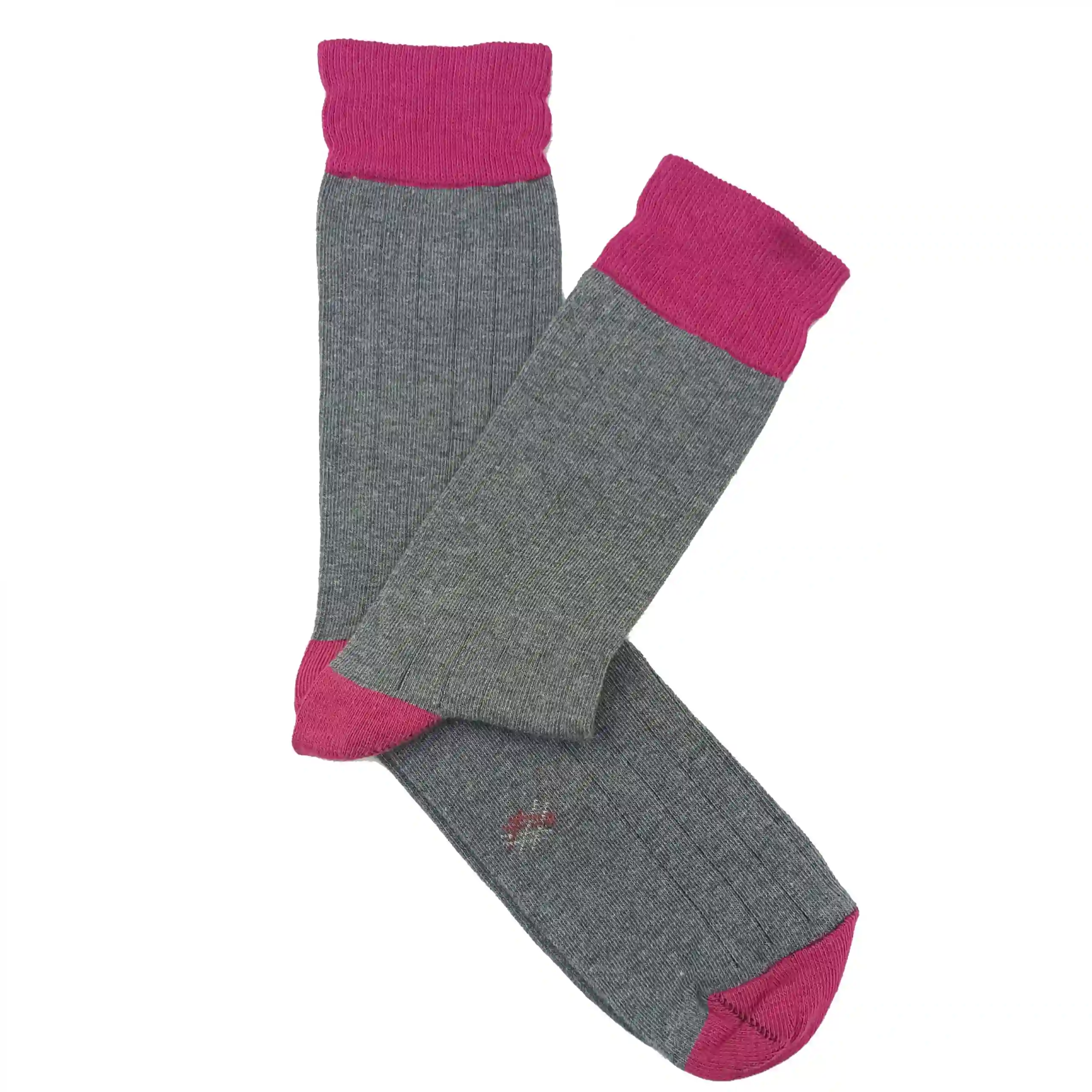 MissCalcetin Caña Baja Canalé Gris Fucsia