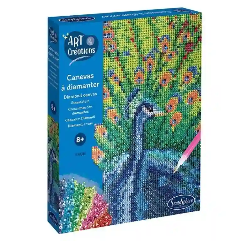 Sentosphère: Canvas with peacock diamonds