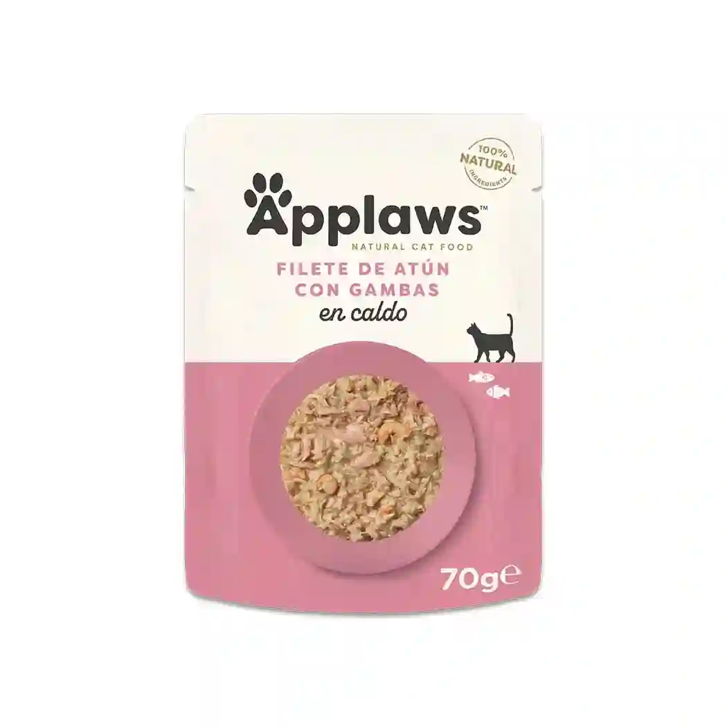 APPLAWS SOBRE GATO FILETES DE ATUN CON GAMBAS 70G