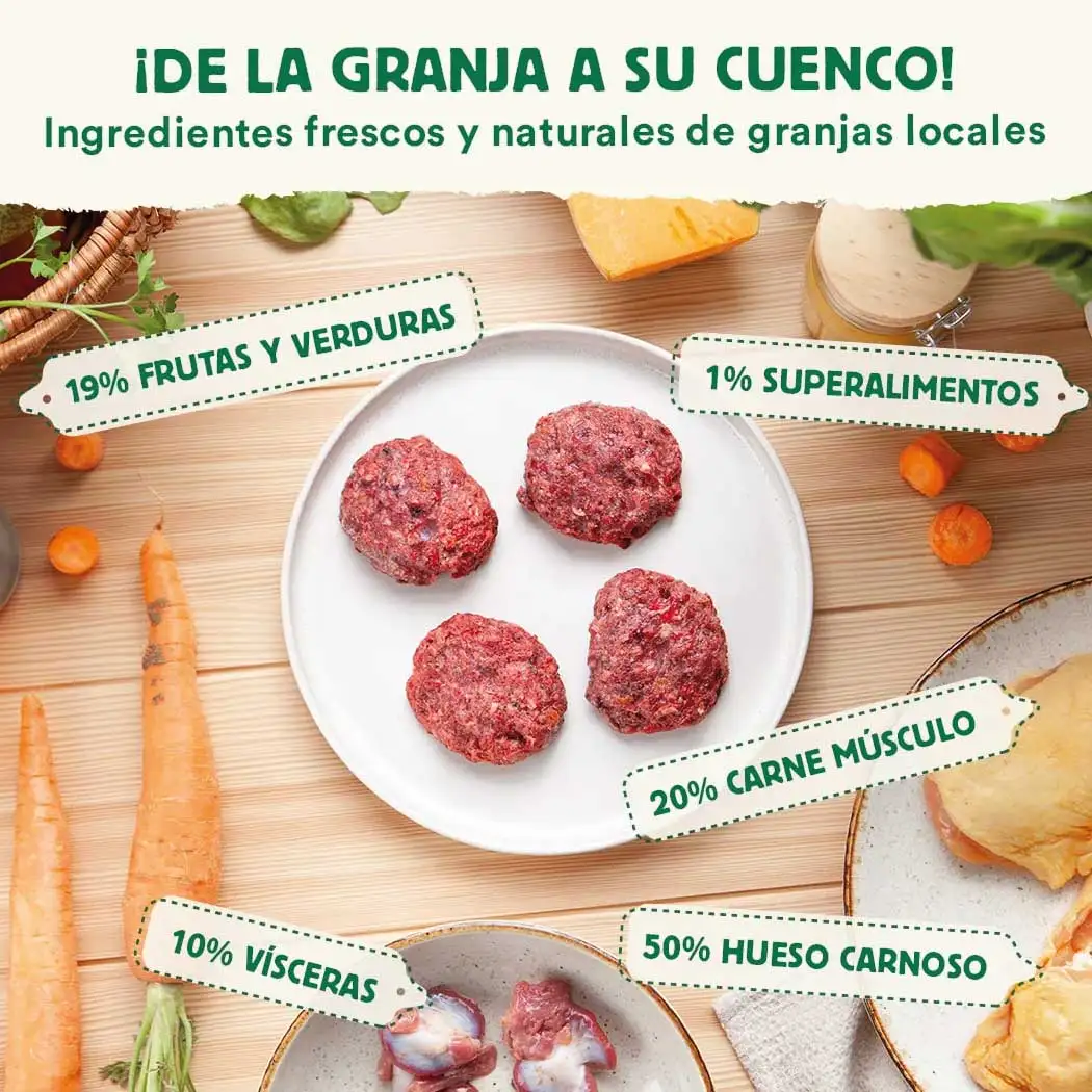 Menú BARF de Pollo con verduras frescas para perros - Imagen 2