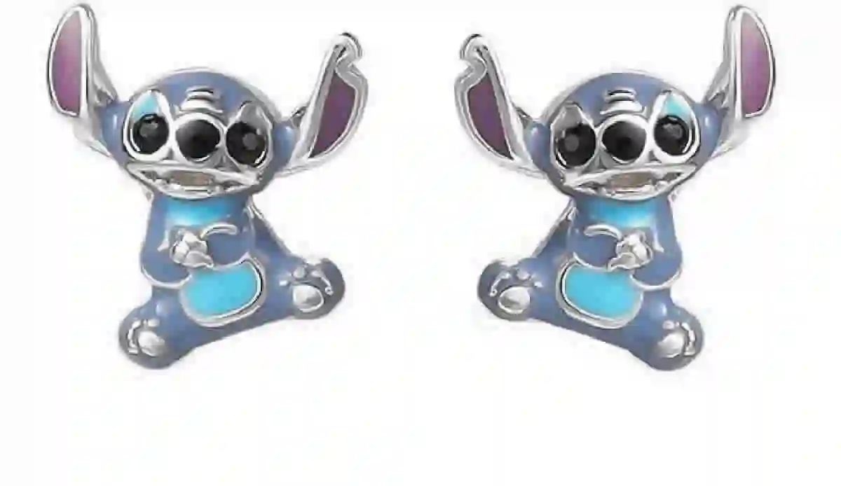 Disney Silver Earrings - Stitch smiling