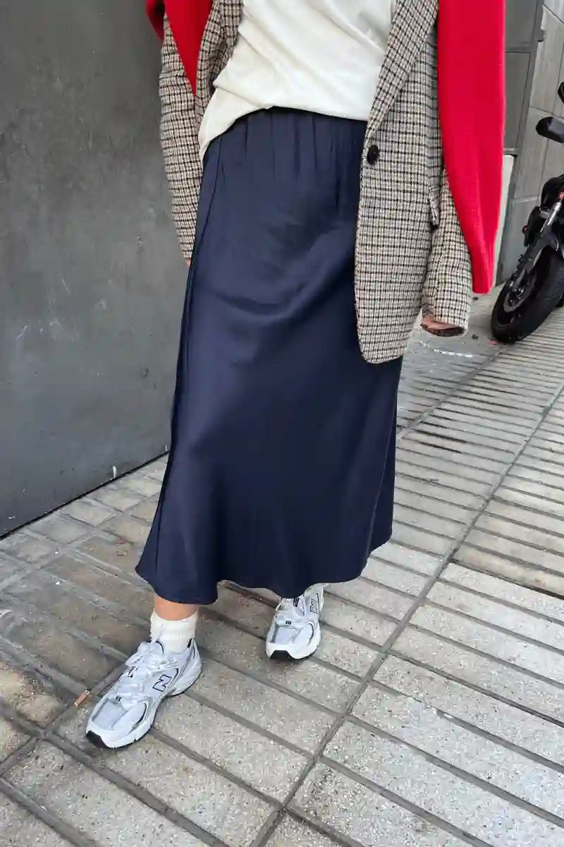 Blue satin skirt