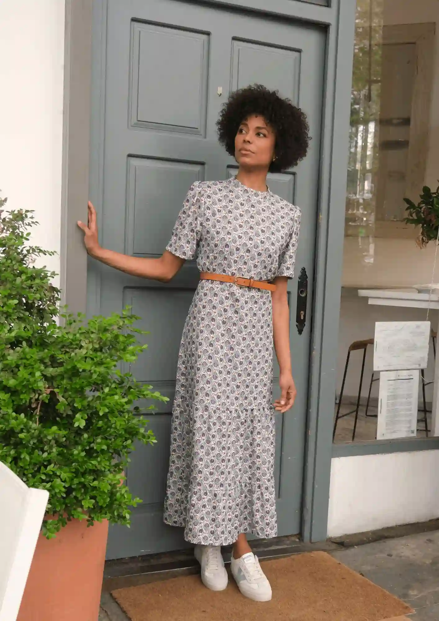 VESTIDO LARGO ESTAMPADO AZUL