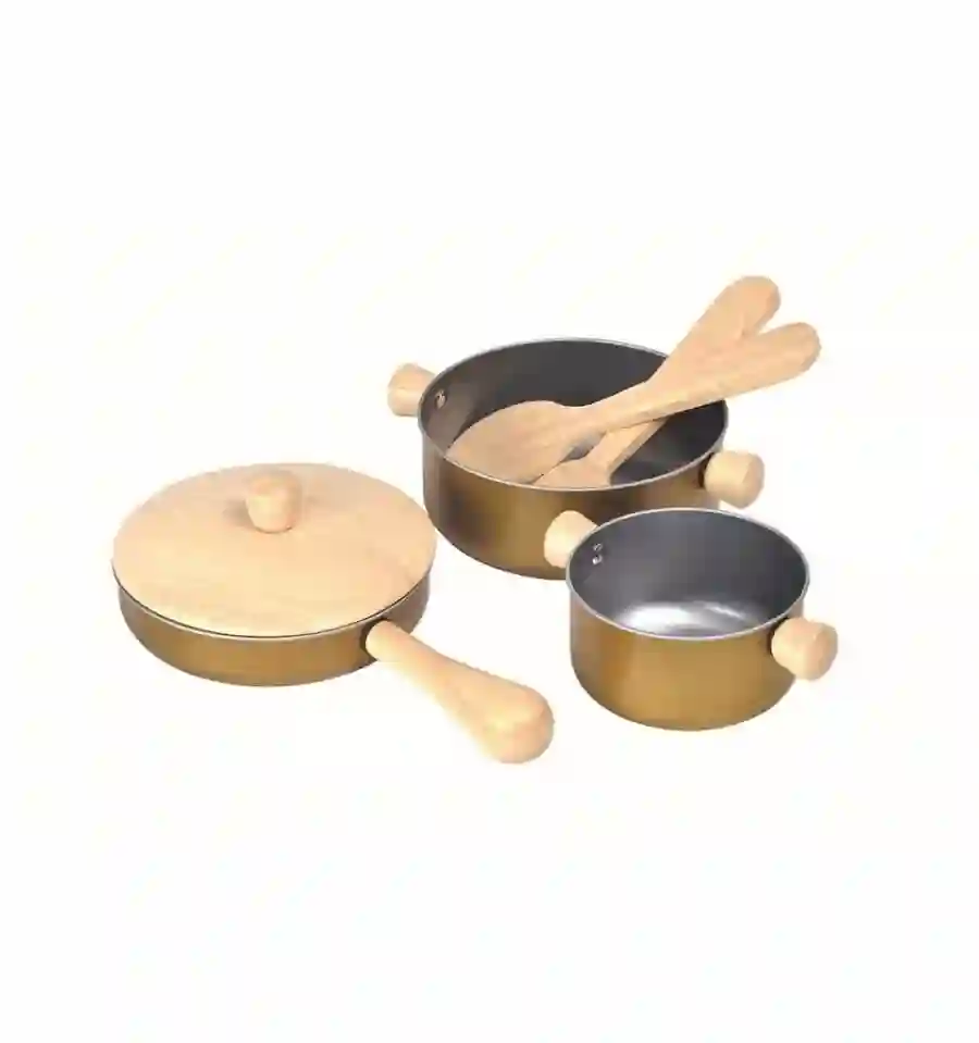 PlanToys - Utensilios de cocina, juguete de madera