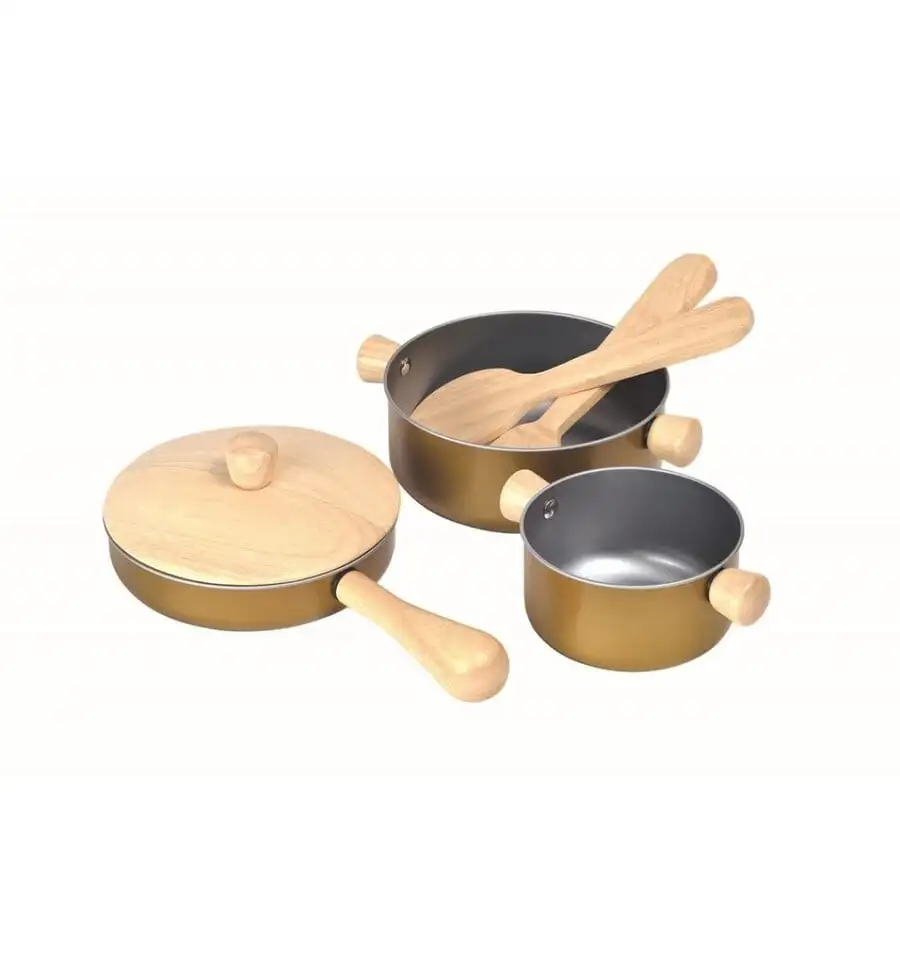 PlanToys - Utensilios de cocina, juguete de madera