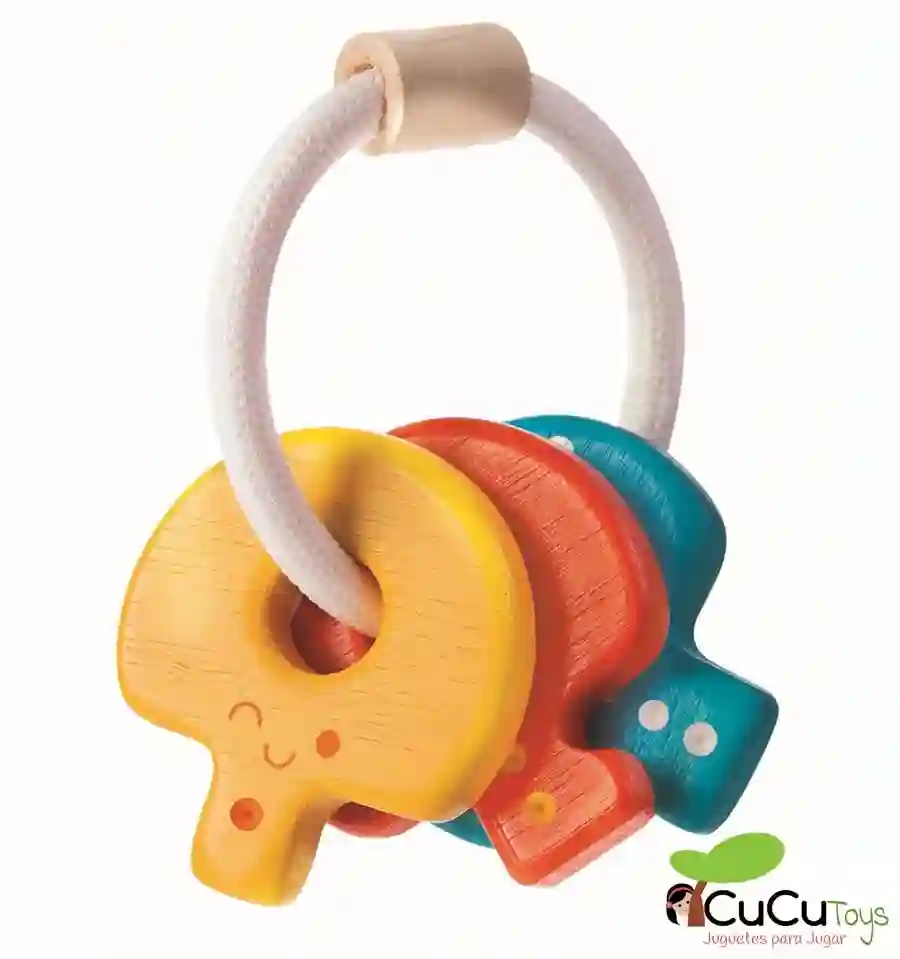 Plantoys - Sonajero llavero, juguete de madera