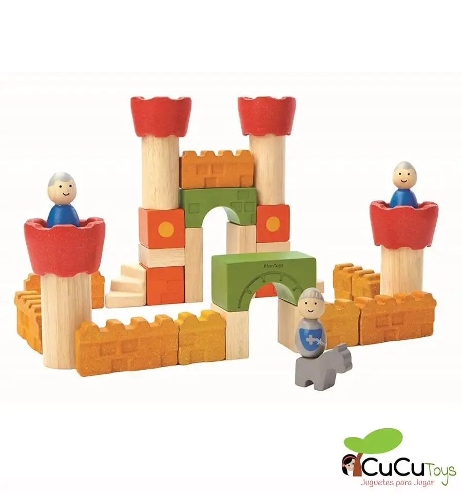 Plantoys - Castillo de bloques de madera, juguete ecológico